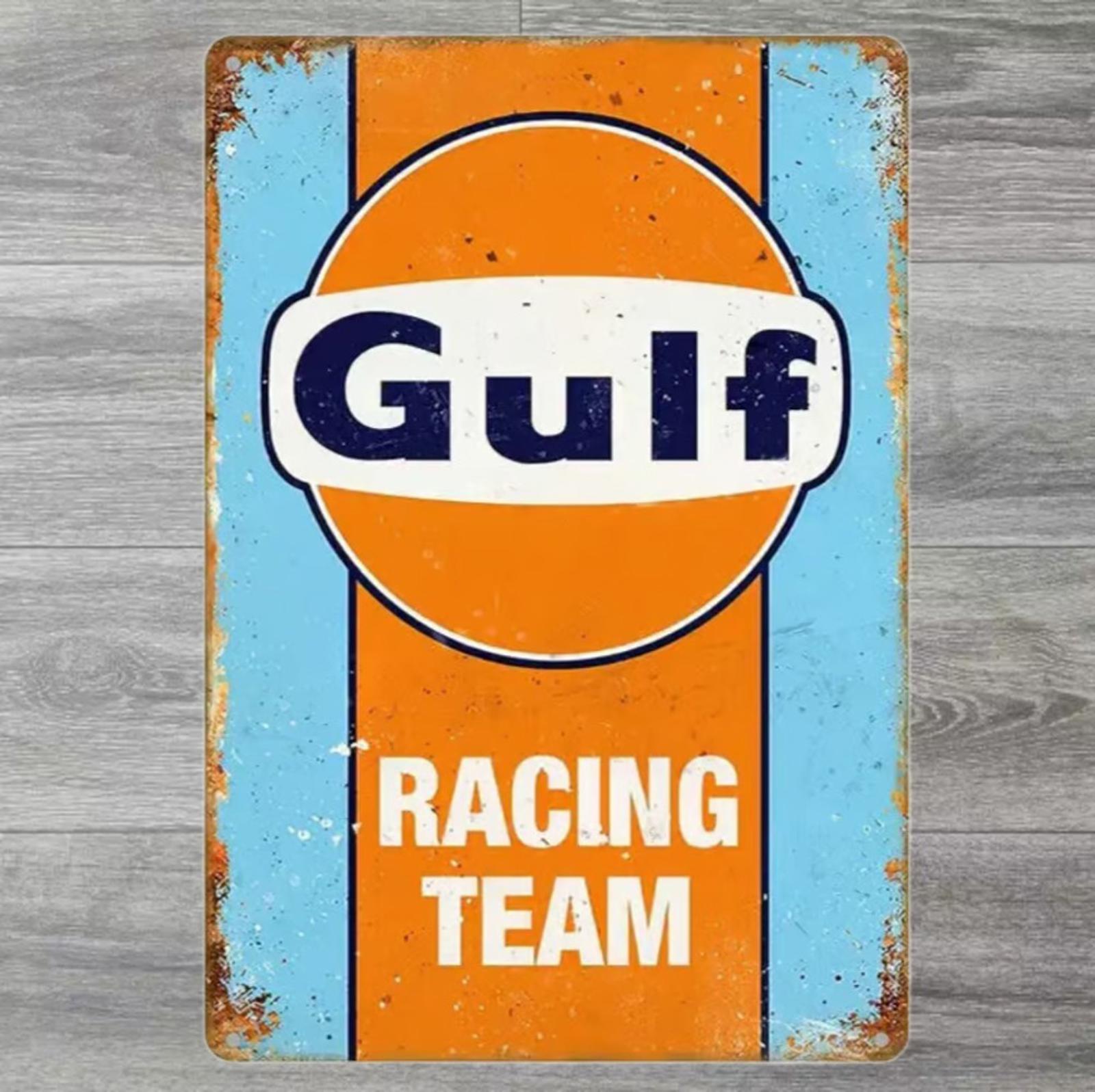 Gulf Racing Team 8 x 12 Novelty Vintage Metal Sign Shrink-Wrapped
