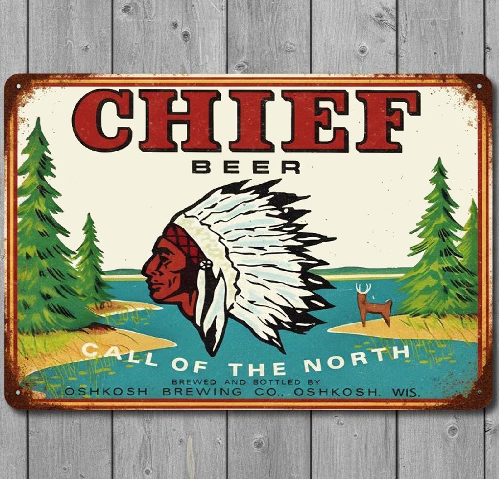Chief Beer 8 x 12 Vintage Novelty Metal Sign Made In USA New!