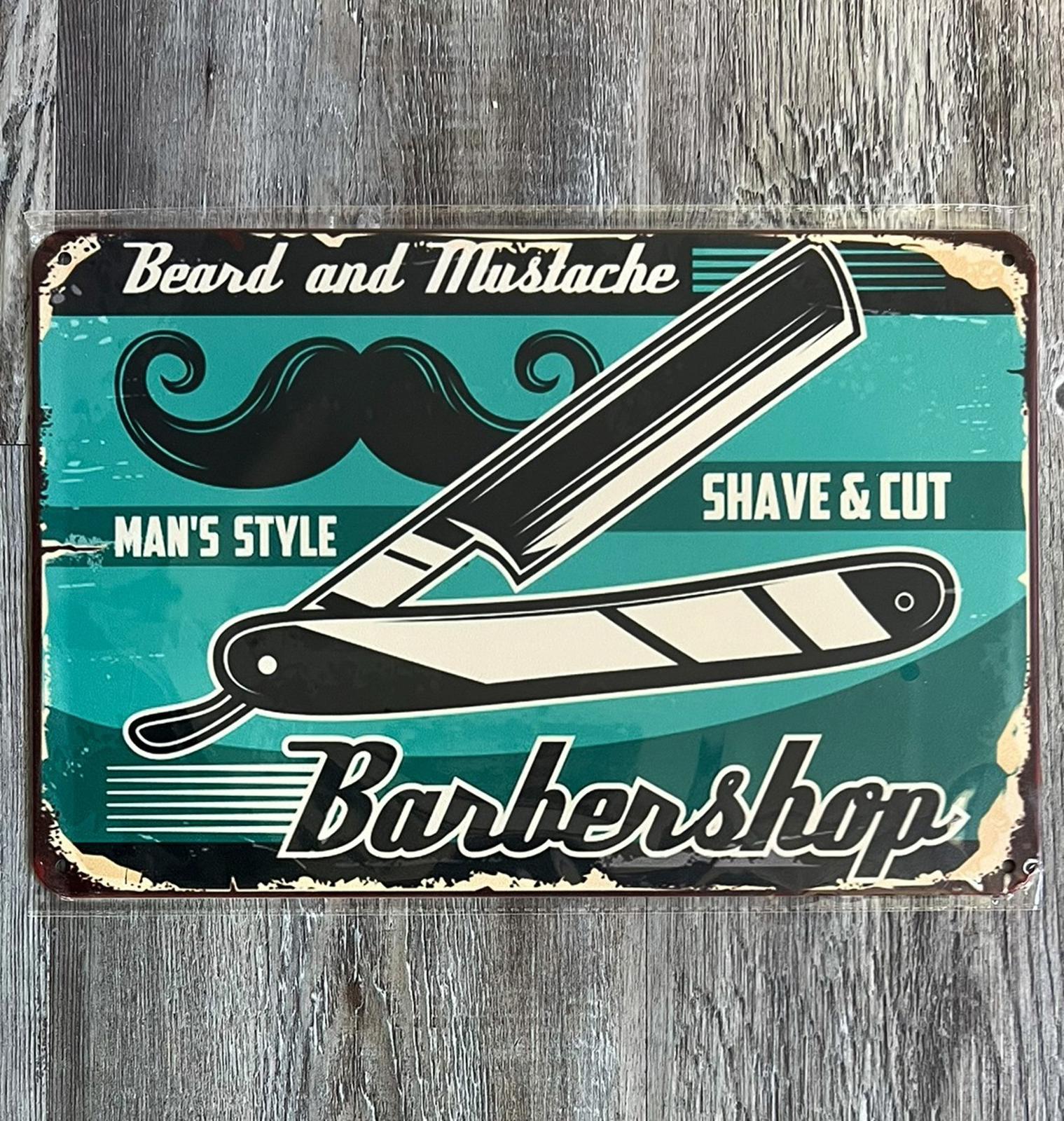 Barbershop Man's Style Shave & Cut 8 x 12 Vintage Novelty Metal Sign New!