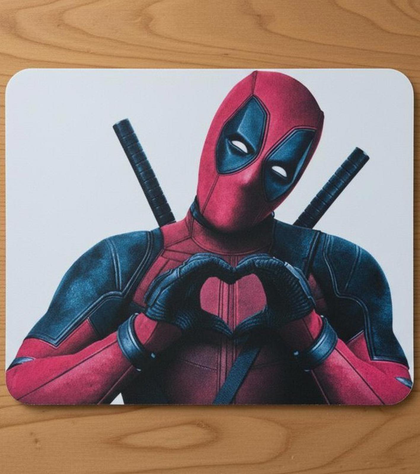 Deappool Heart 9.5 x 8 Mouse Pad With Anti-Slip Rubber Backing Made In USA