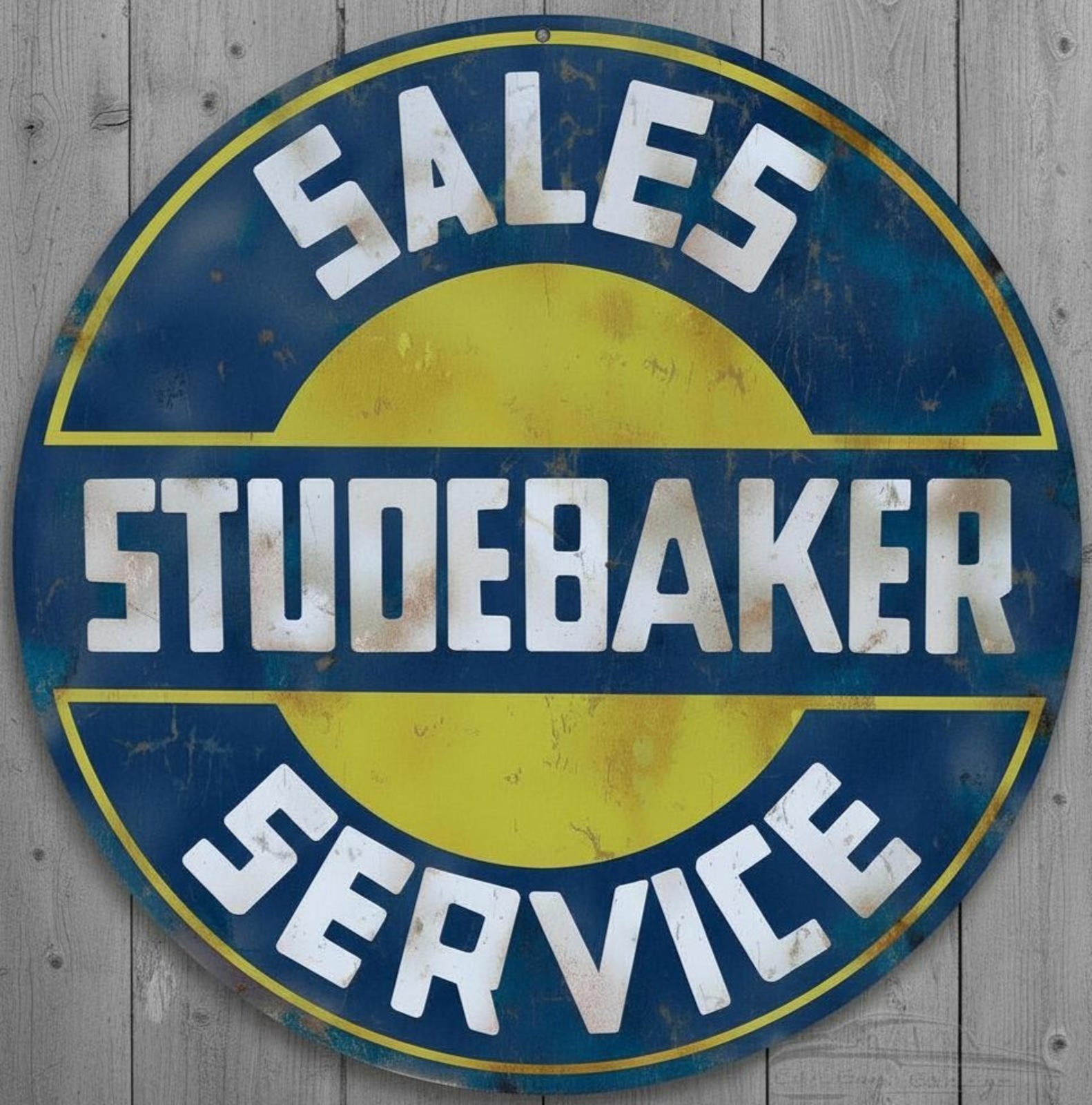 Authorized Studebaker Service 12" Diameter Vintage Novelty Metal Sign USA Made