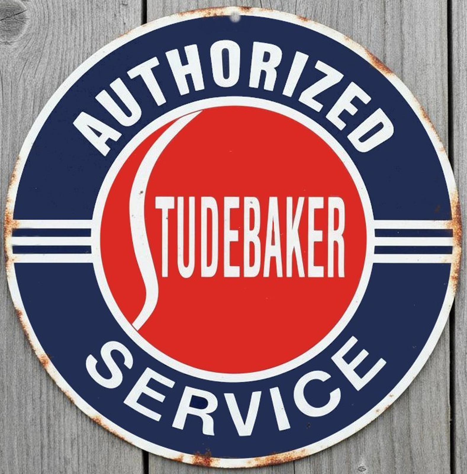 Authorized Studebaker Service 8" Diameter Novelty Metal Sign Made In USA New!