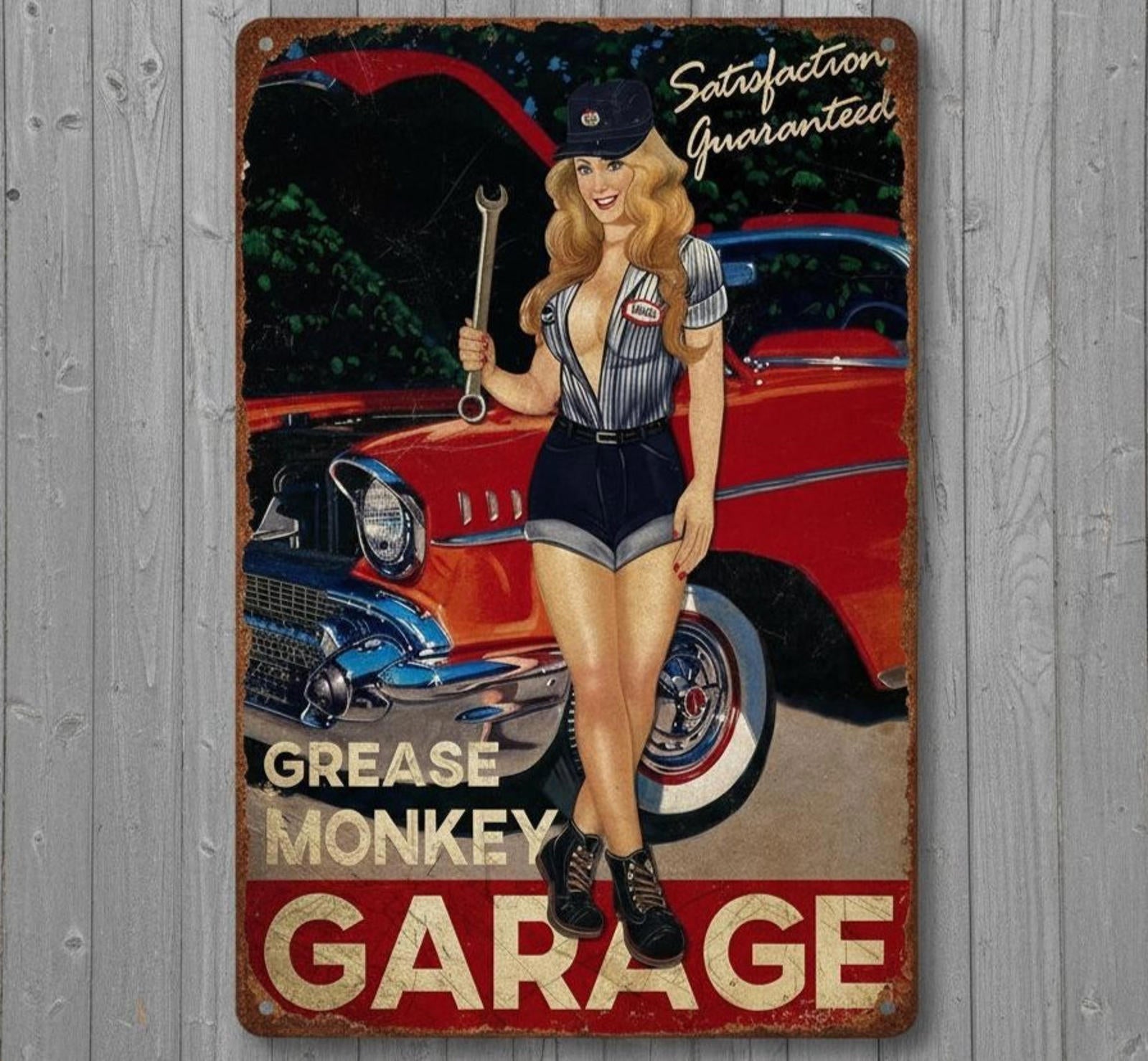 Grease Money Garage 8 x 12 Vintage Novelty Metal Sign Made In USA New!