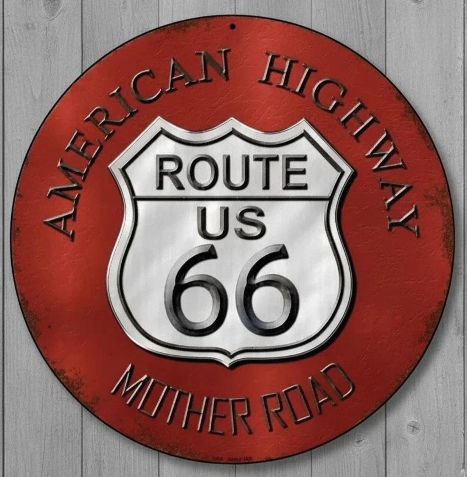 Route 66 American Highway 12" Diameter Novelty Metal Sign Made In USA New!