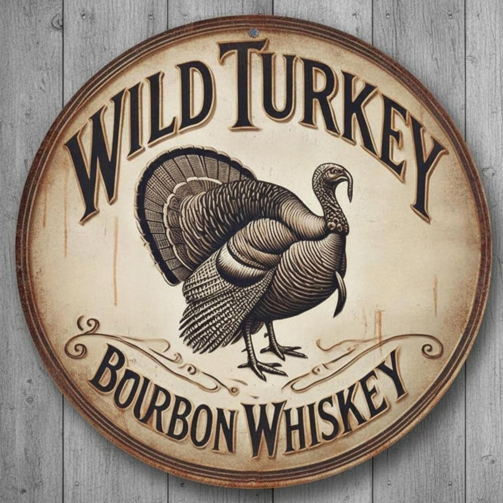 Wild Turkey Bourbon Whisley 12" Diameter Novelty Metal Sign Made In USA New!