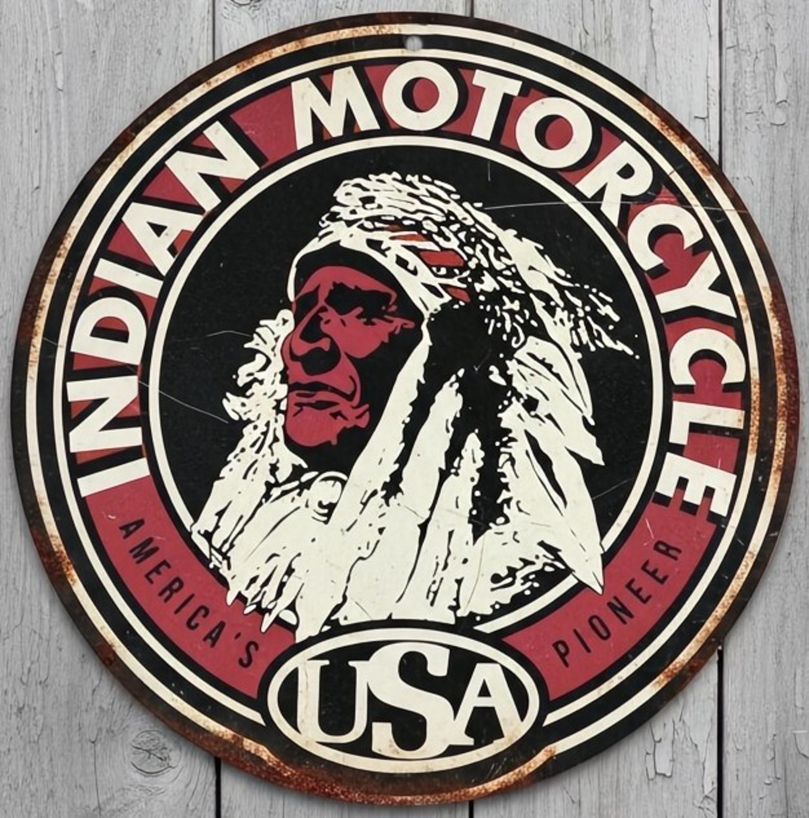 Indian Motorcycle 12" Diameter Vintage Novelty Metal Sign Made In USA New!