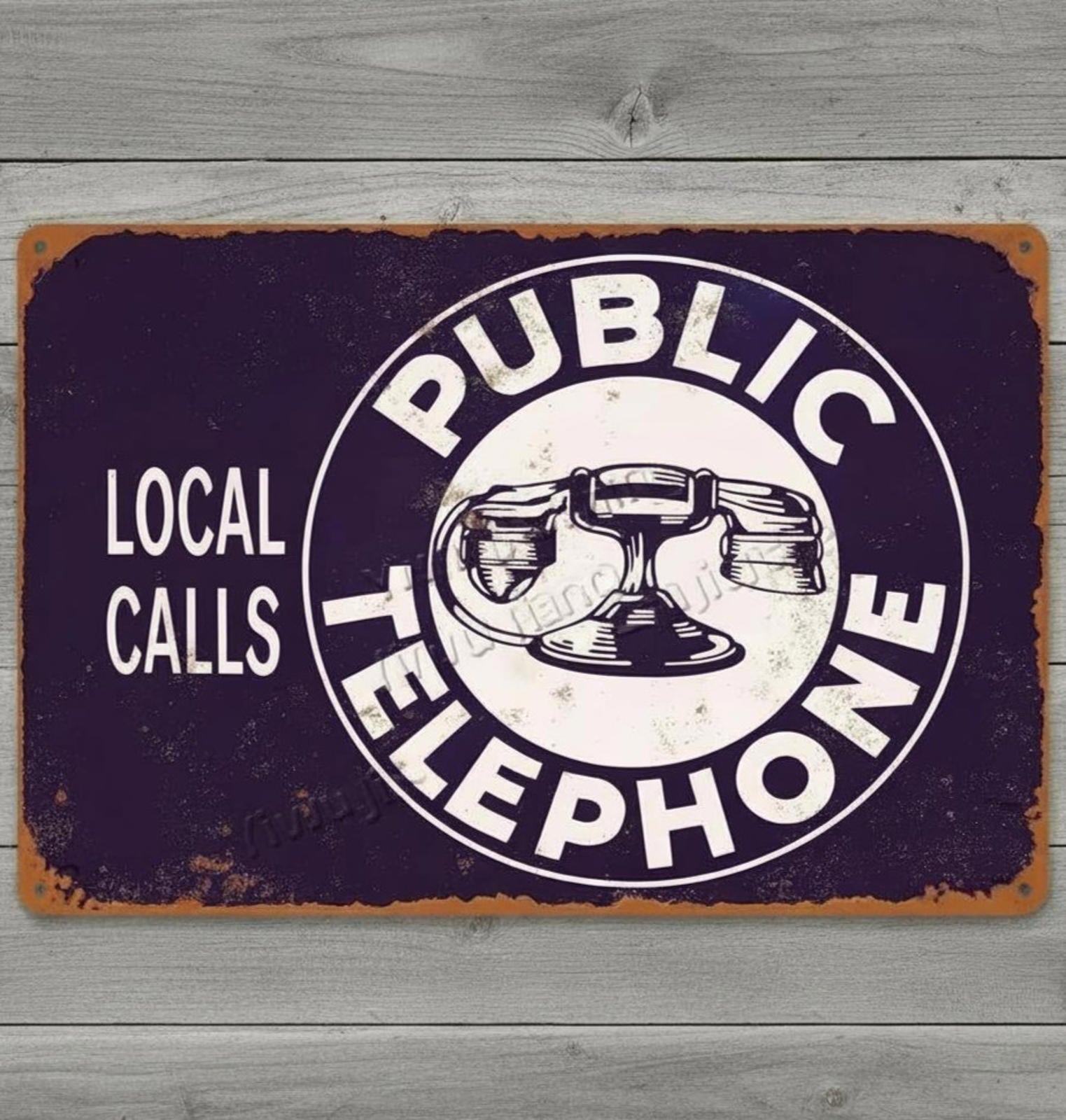 Public Telephone Local Calls 8 x 12 Vintage Novelty Metal Sign Made In USA New!