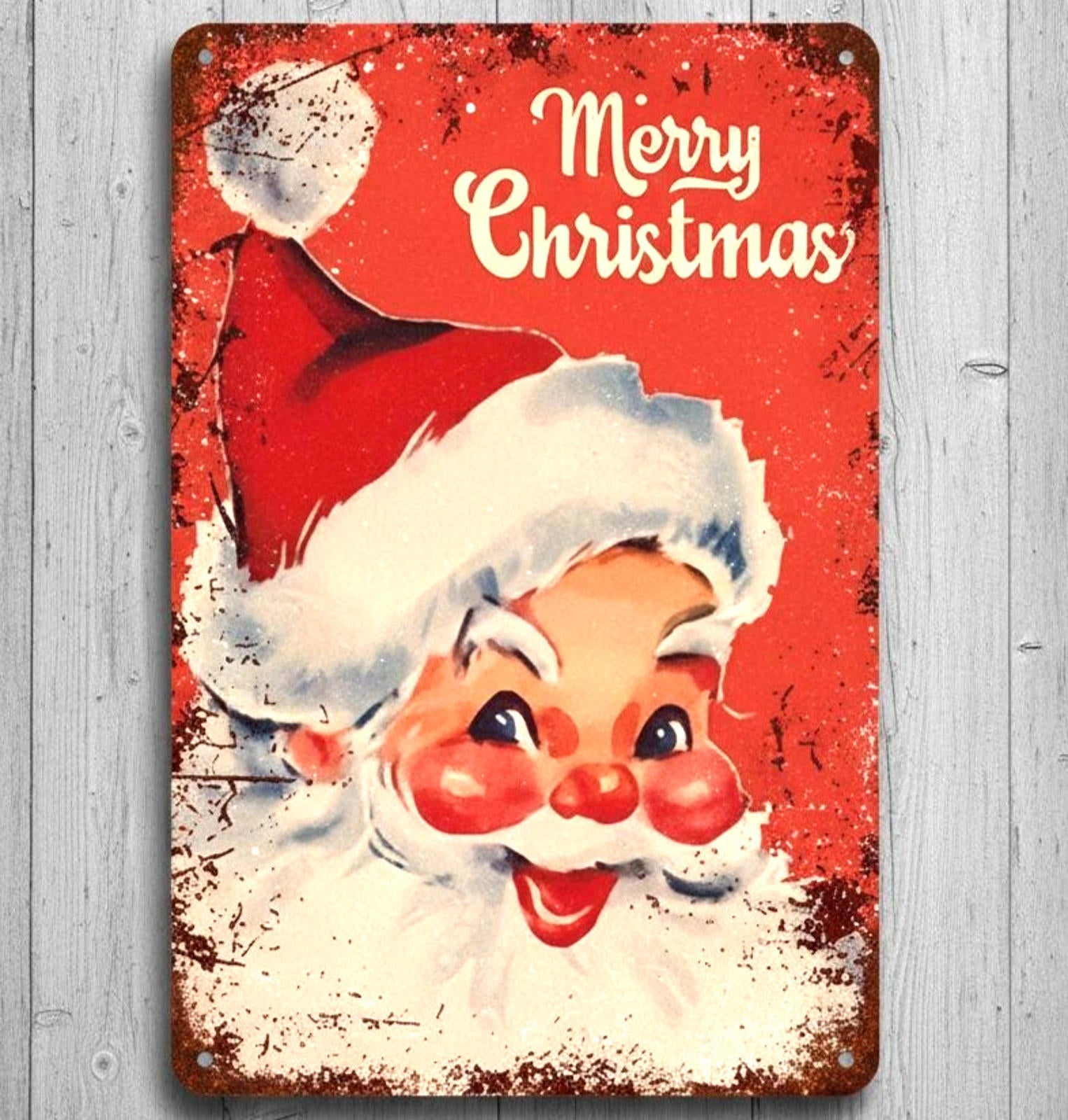 Merrry Christmas 8 x 12 Vintage Novelty Metal Sign Made In USA New!