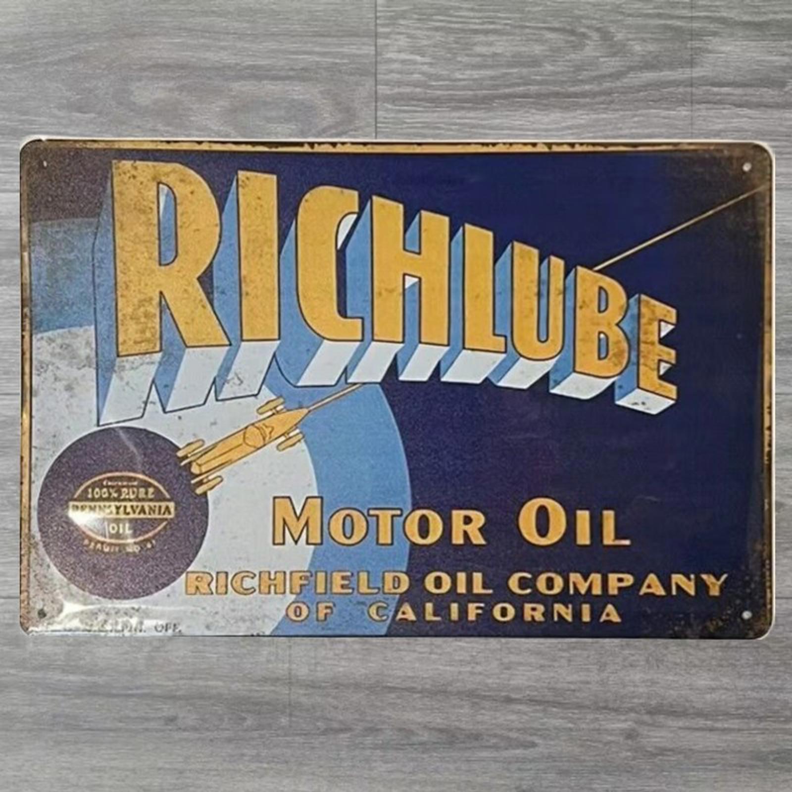 Richlube Motor Oil 8 x 12 Novelty Vintage Metal Sign Shrink-Wrapped