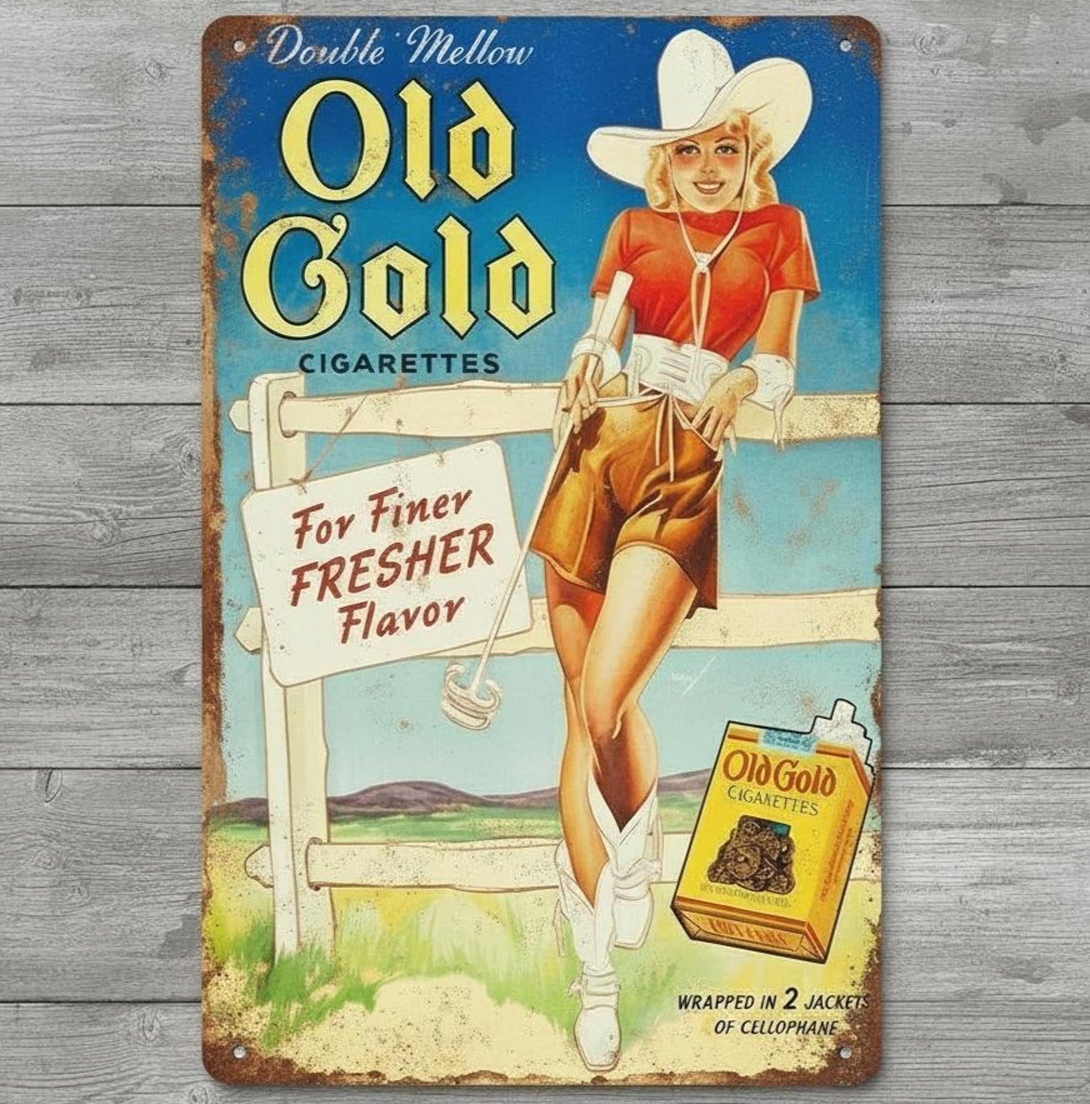 Old Gold Cigarettes 8 x 12 Vintage Novelty Metal Sign Made In USA