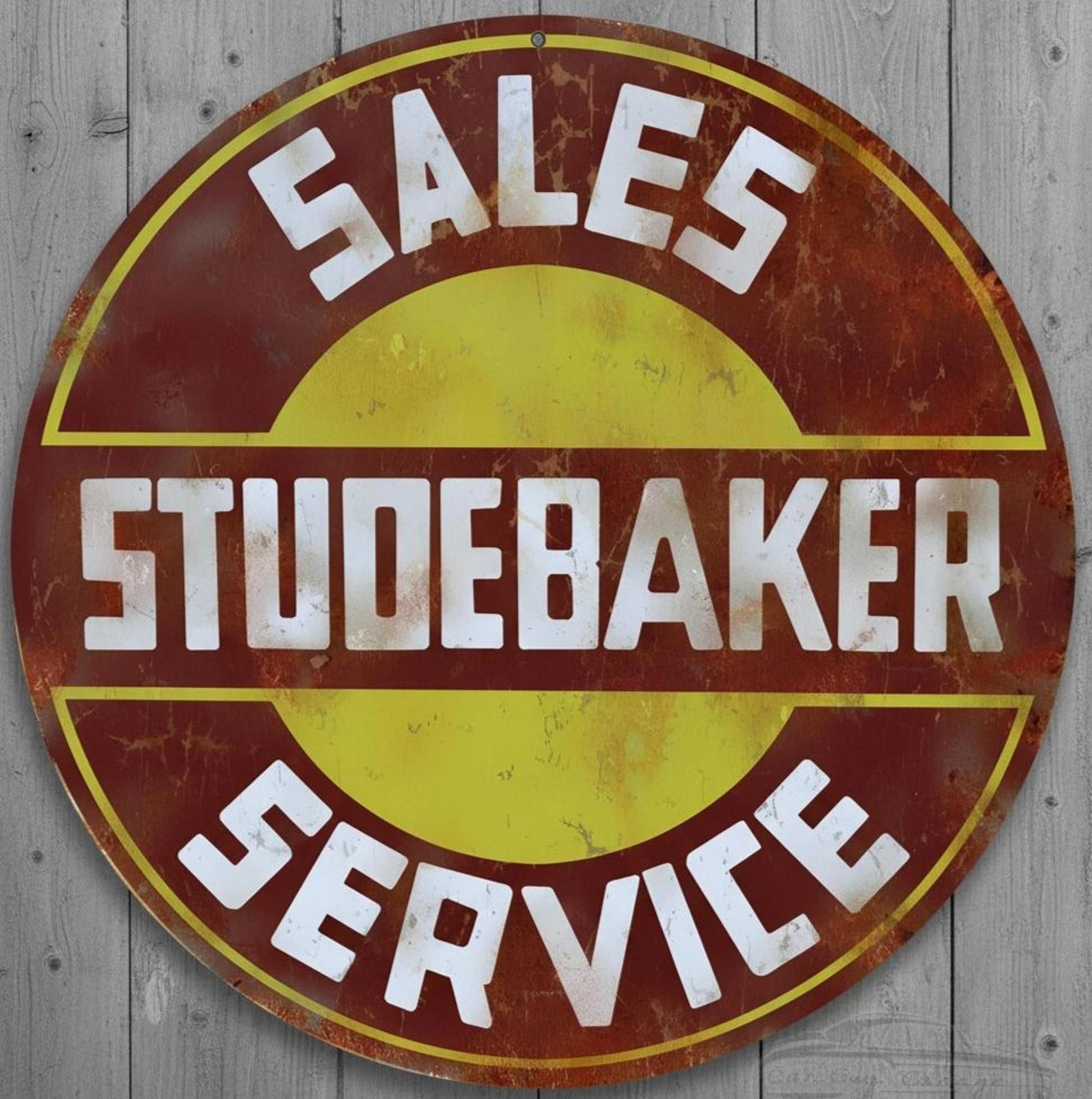Studebaker Sales & Service 12" Diameter Vintage Novelty Metal Sign USA Made