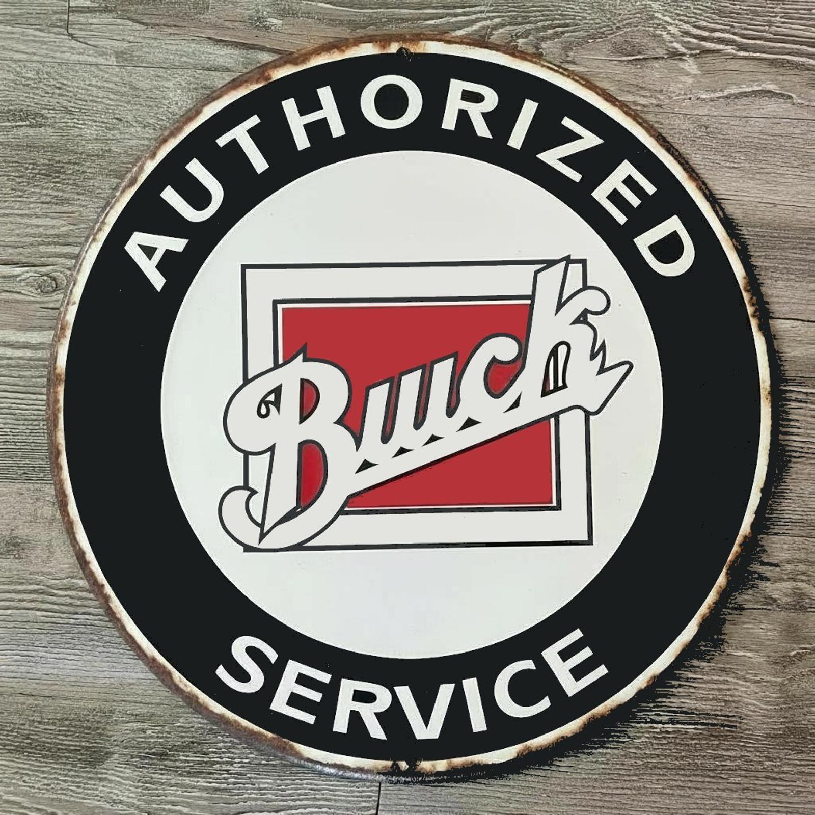 Buick Authorized Service 12" Diameter Vintage Novelty Metal Sign Made In USA