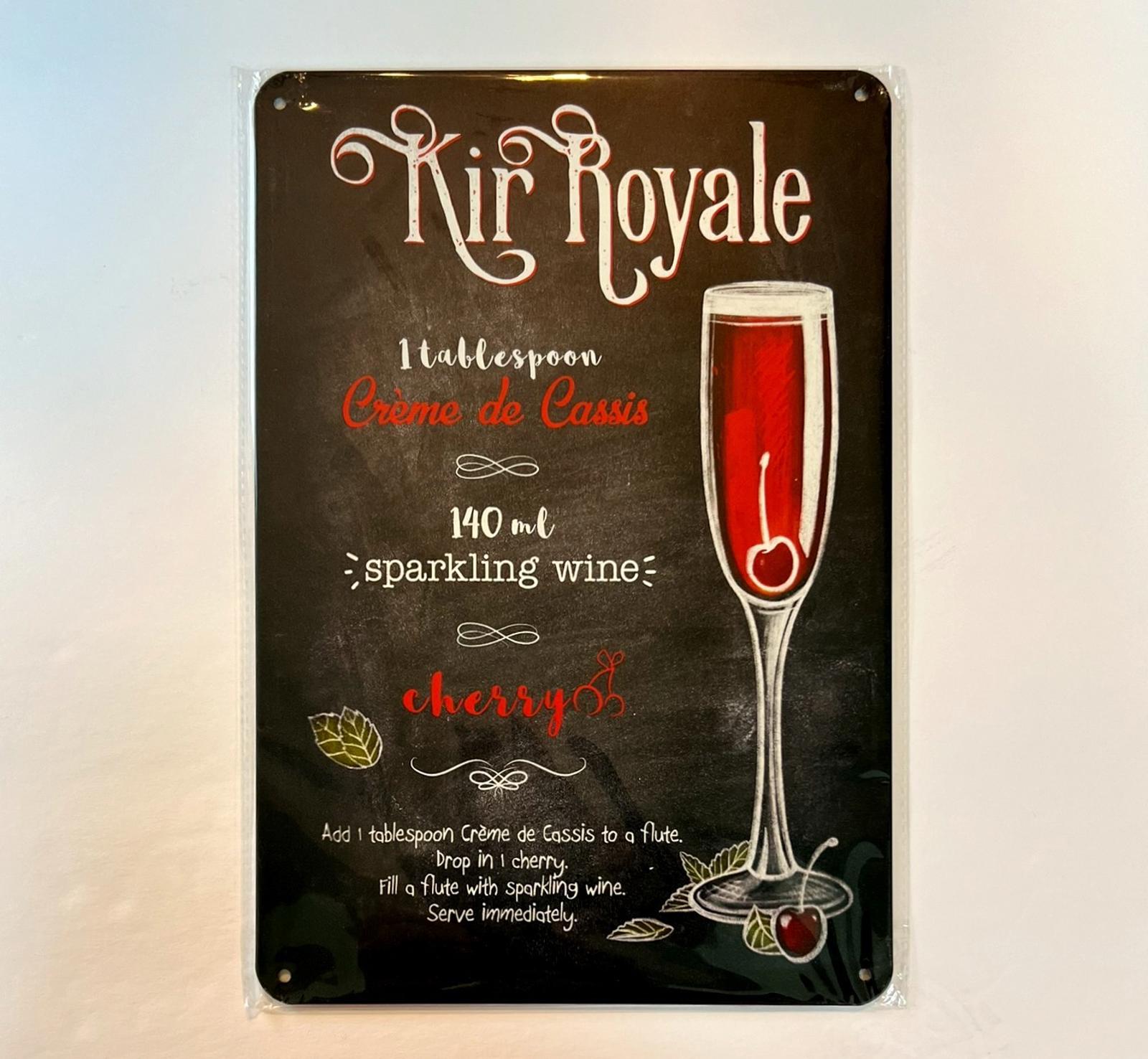Mixed Drinks Kir Royale 8 x 12 Novelty Metal Sign New!
