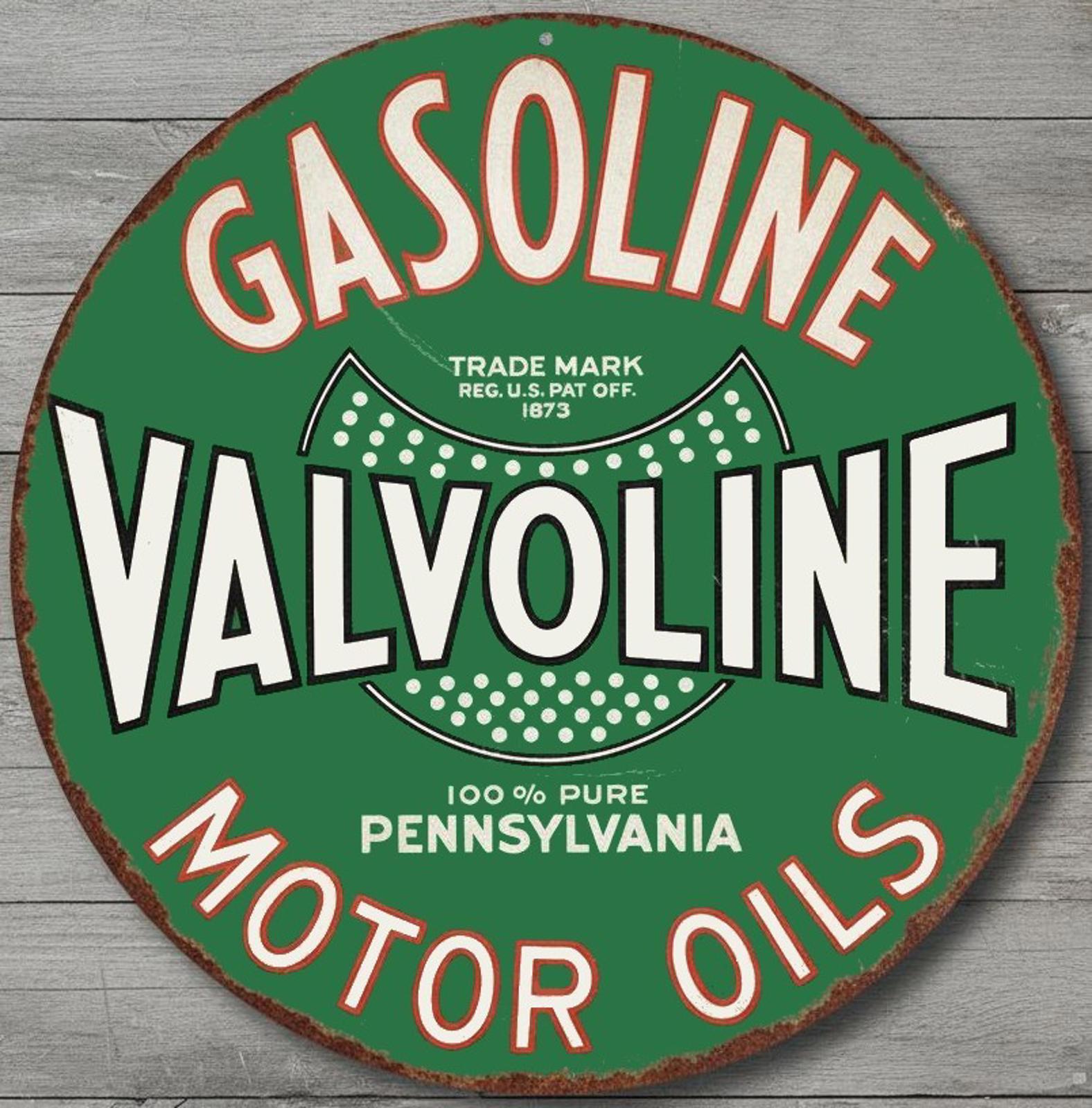 Valvoline Gasoline & Motor Oil 8" Diameter Vintage Novelty Metal Sign USA Made