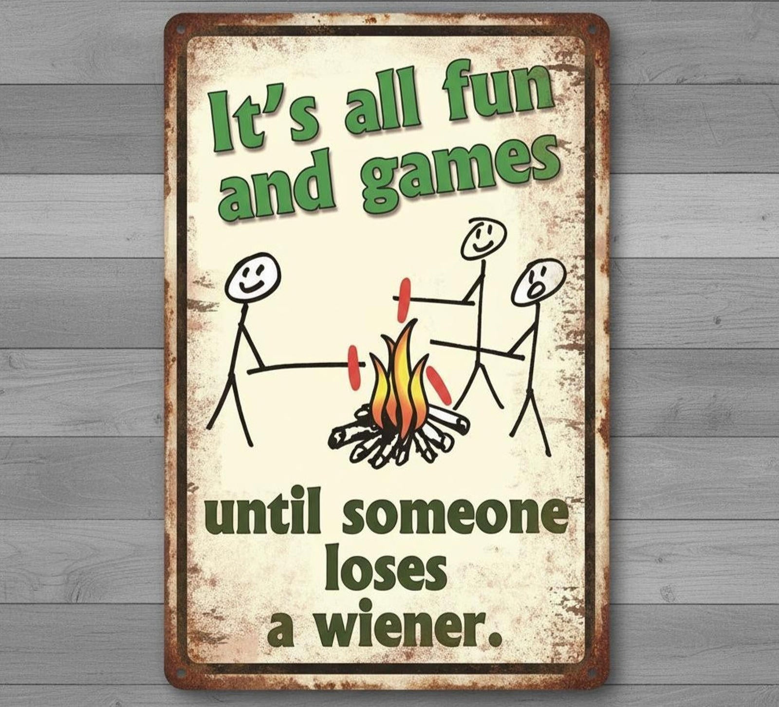 It's All Fun And Games 8 x 12 Vintage Novelty Metal Sign Made In USA New!