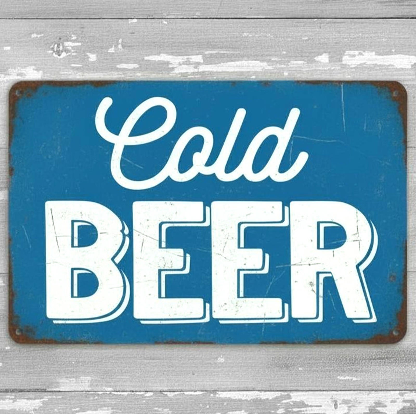Cold Beer 8 x 12 Vintage Novelty Metal Sign Made In USA New!