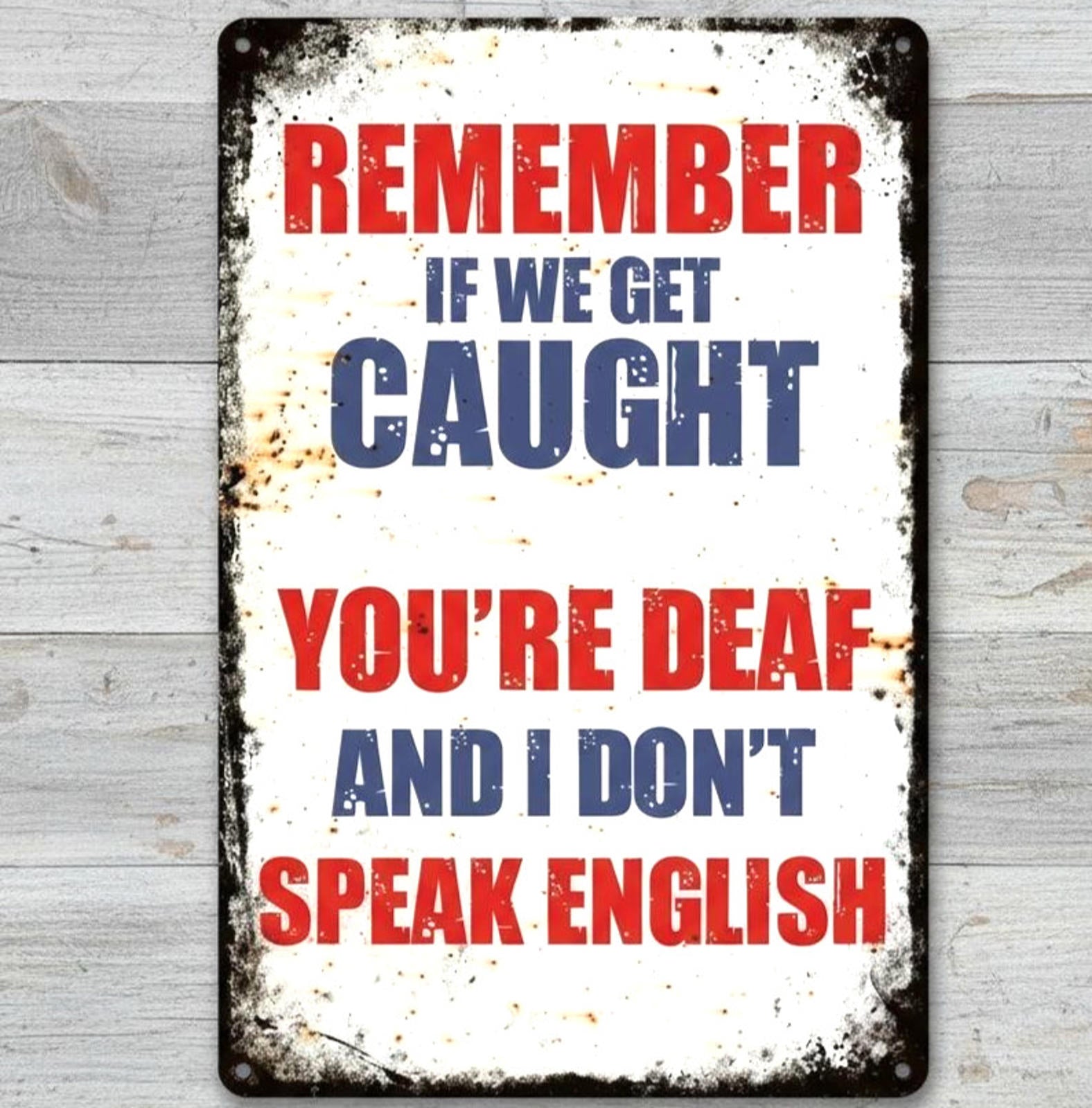 Remember If We Get Caught 8 x 12 Vintage Novelty Metal Sign Made In USA