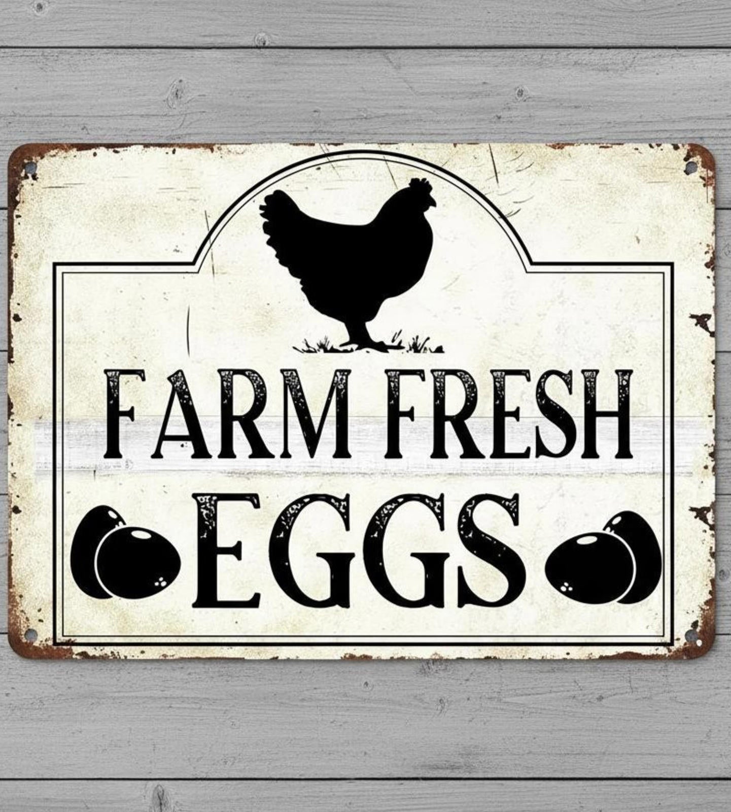 Farm Fresh Eggs 8 x 12 Vintage Novelty Metal Sign Made In USA