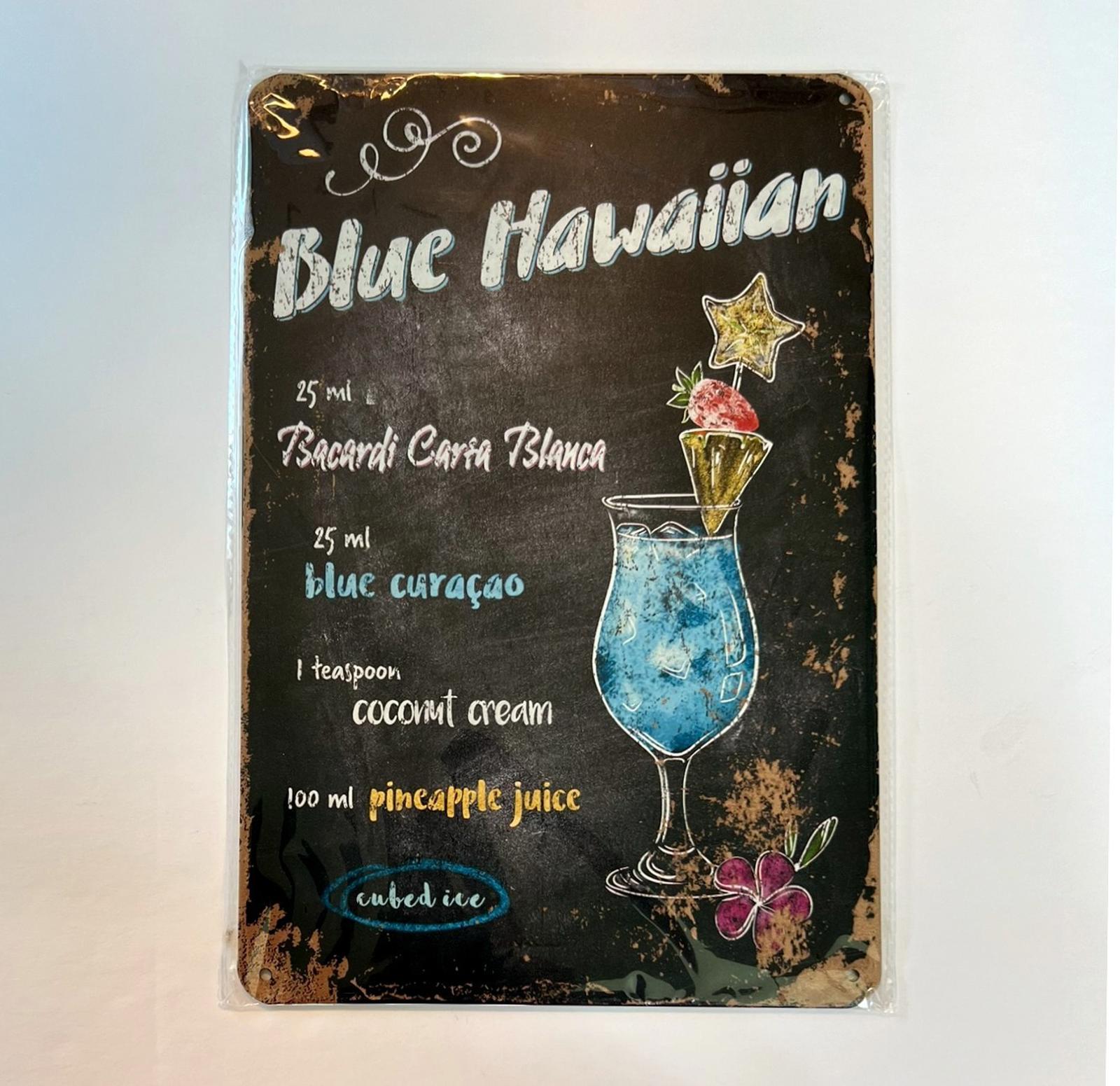 Mixed Drinks Blue Hawaiian 8 x 12 Novelty Metal Sign New!
