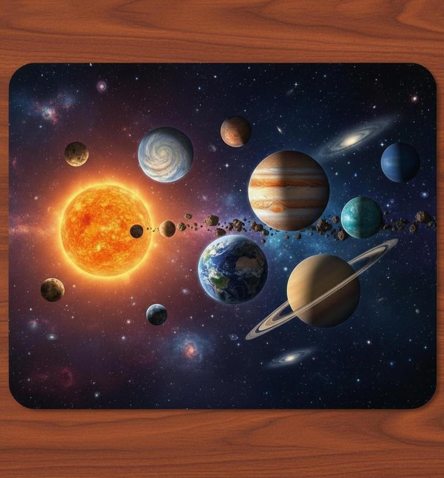 Solar System 9.5 x 8 Mouse Pad With Anti-Slip Rubber Backing Made In USA New!