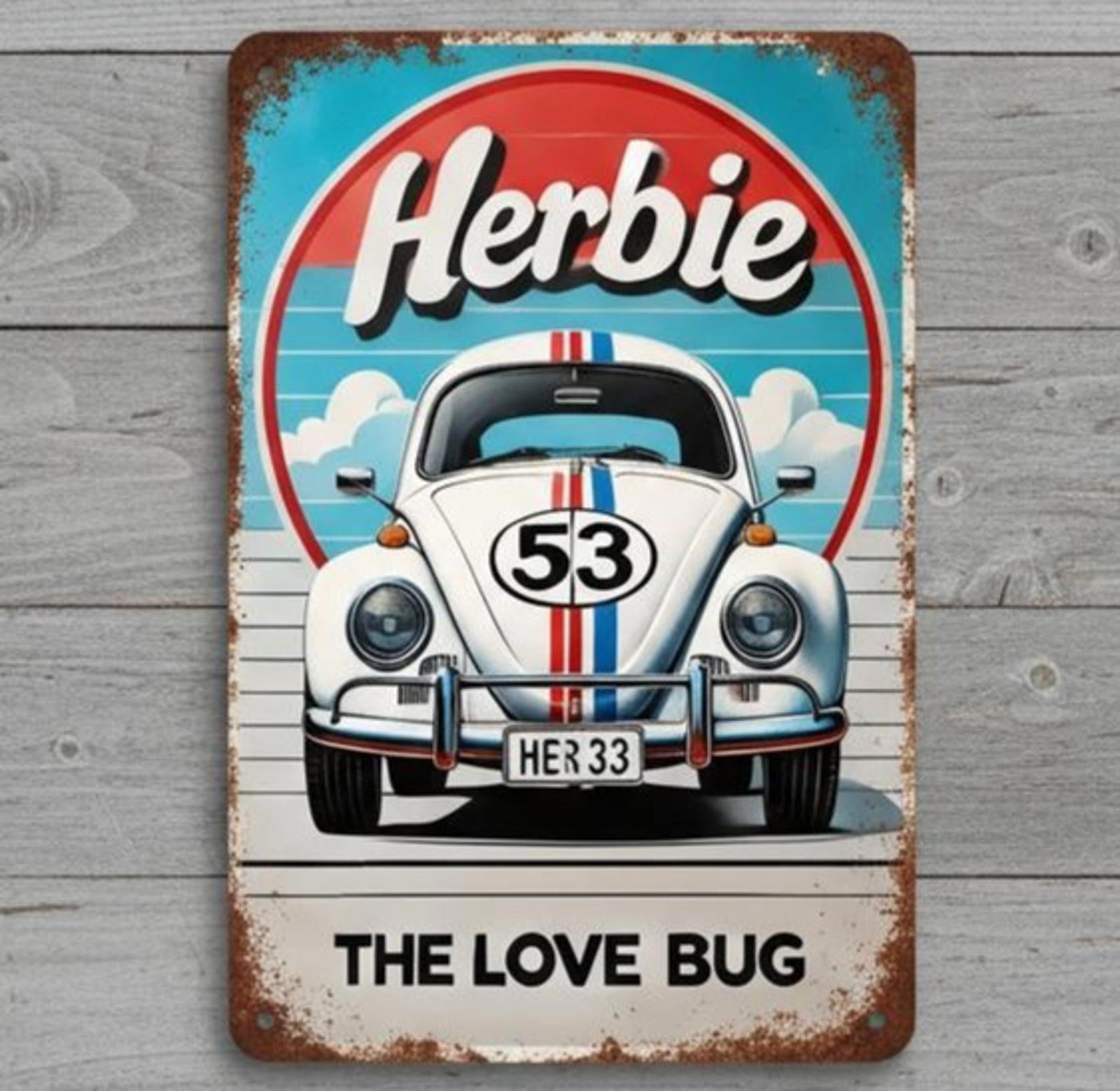 Herbie The Love Bug 8 x 12 Vintage Novelty Metal Sign New!