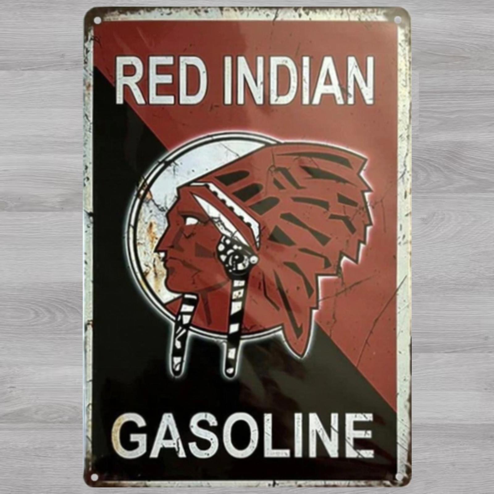 Red Indian Gasoline 8 x 12 Novelty Metal Sign Shrink-Wrapped New!
