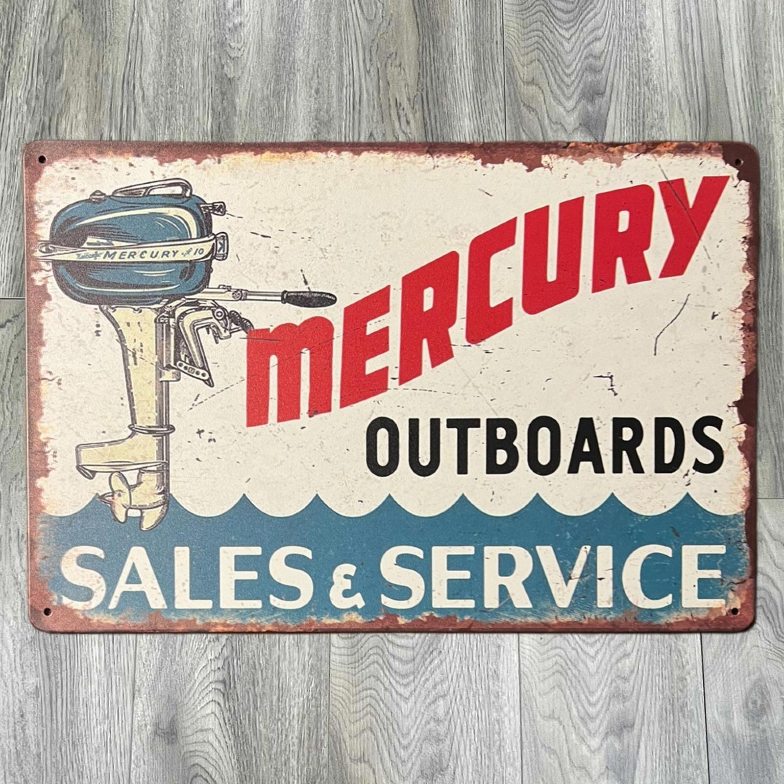 Mercury Outboards Sales & Service 8 x 12 Novelty Metal Sign New!