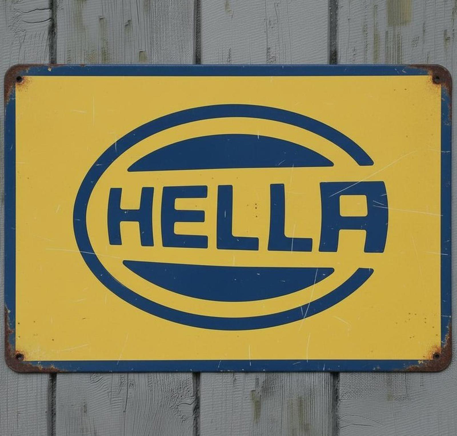 Hella German Auto Supplier 8 x 12 Vintage Novelty Metal Sign Made In USA