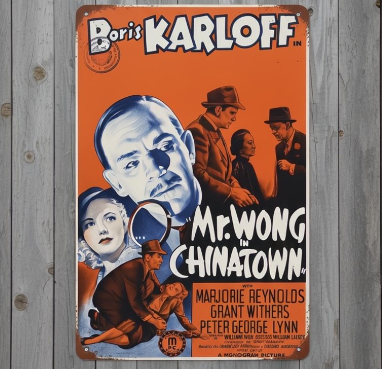 Boris Karloff Movie Mr. Wong In Chinatown 8 x 12 Vintage Novelty Metal Sign New!