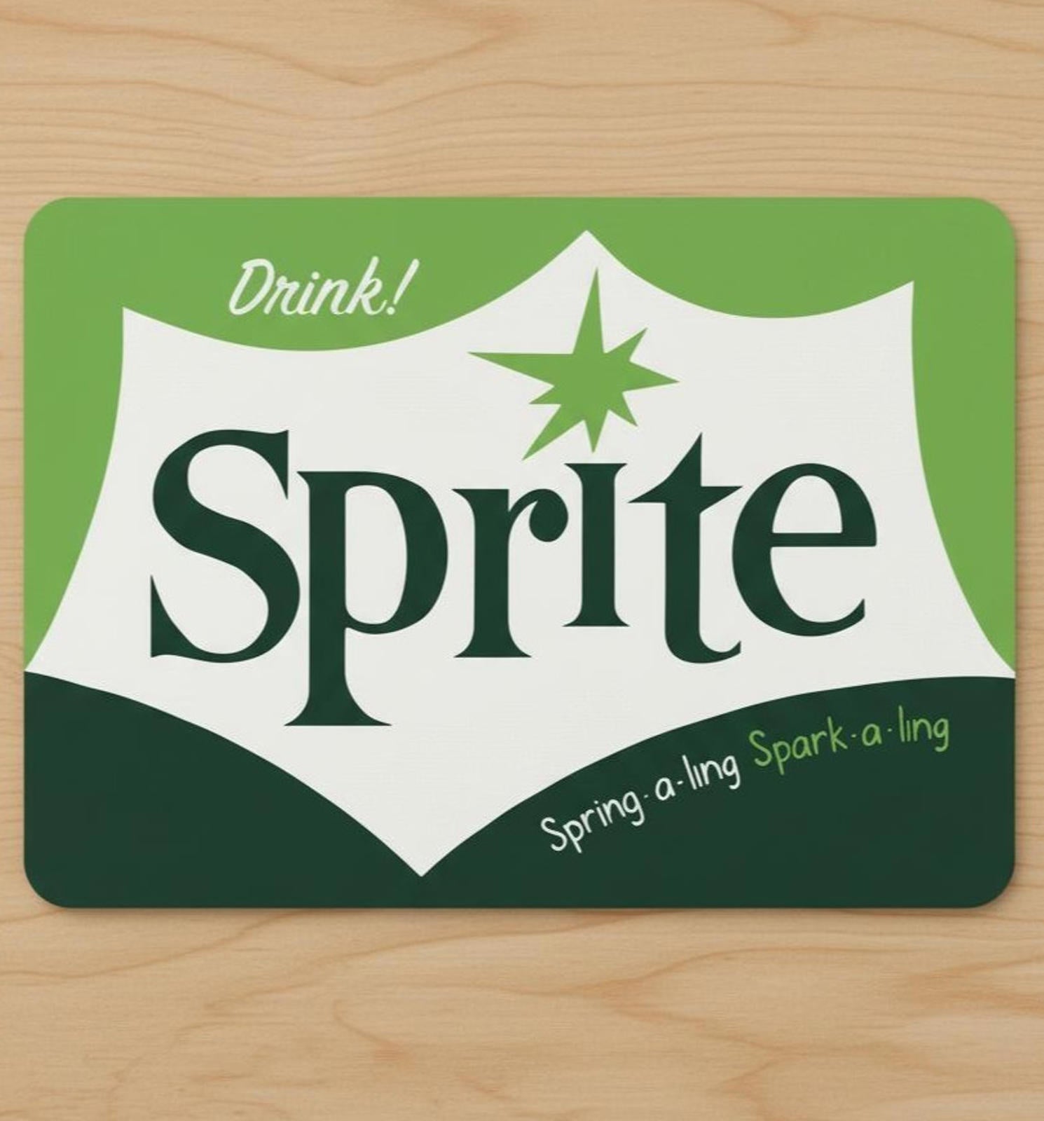 Sprite 9.5 x 8 Mouse Pad With Anti-Slip Rubber Backing Made In USA