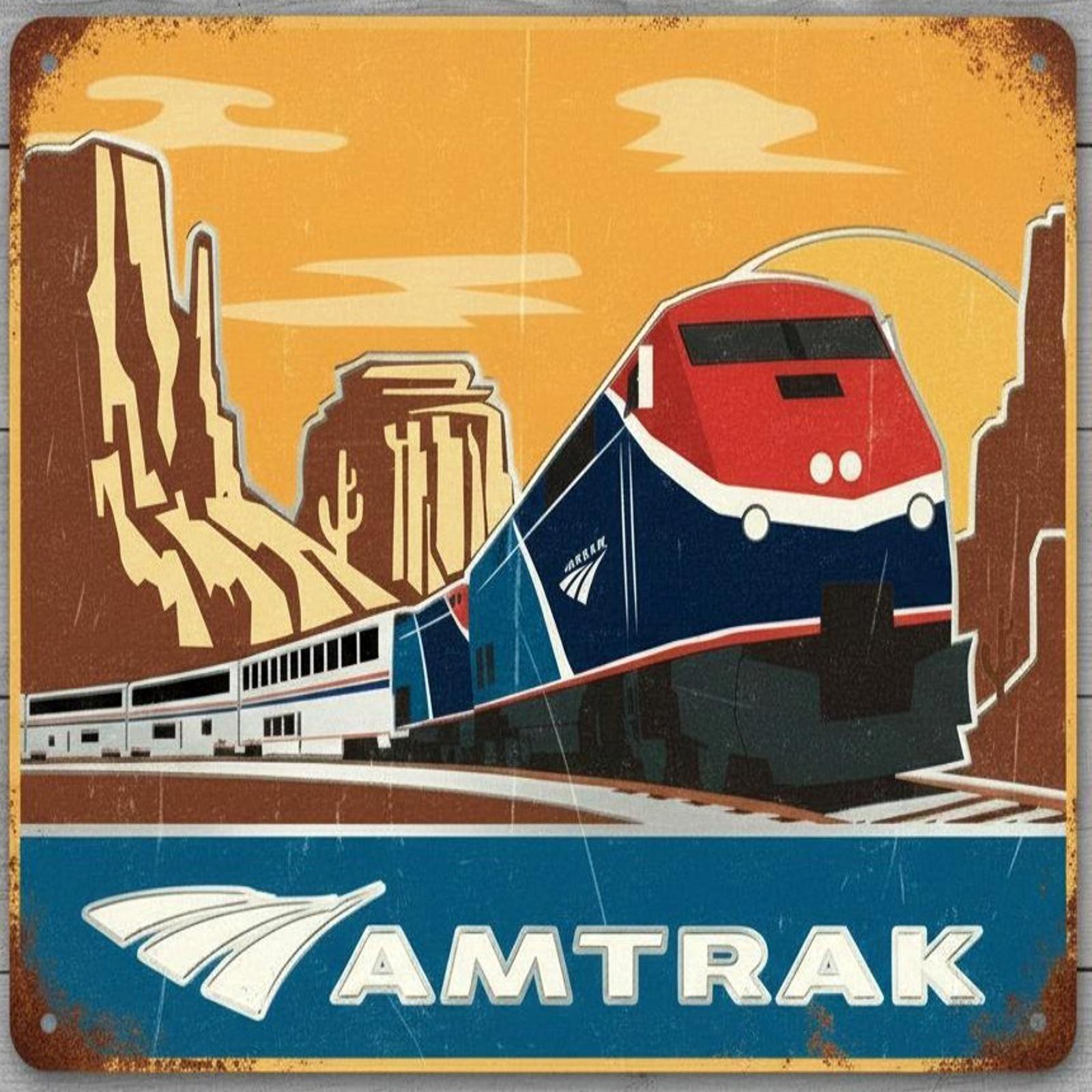 Amtrak 12 x 12 Square Vintage Novelty Metal Sign Made In USA