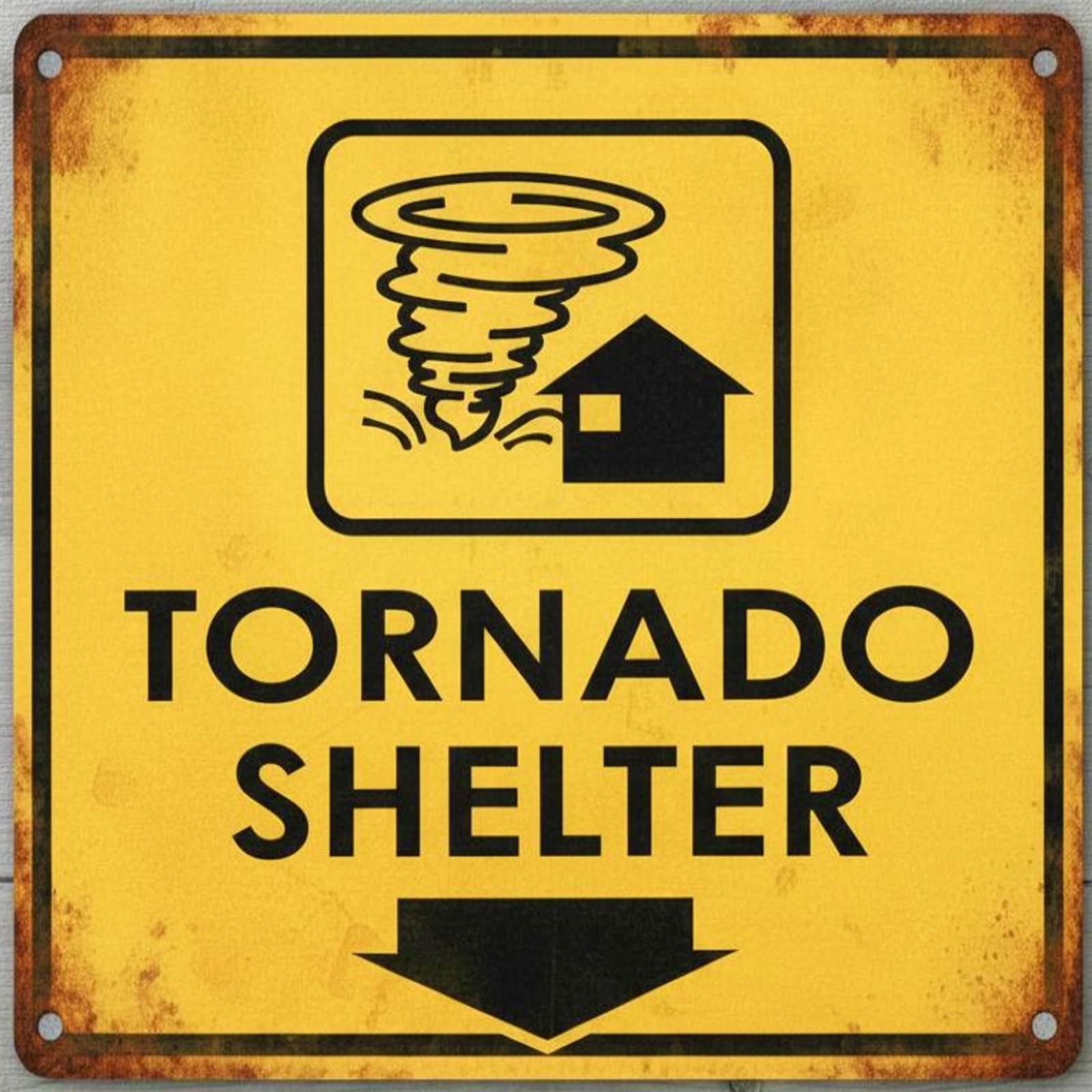 Tornado Shelter 12 x 12 Square Vintage Novelty Metal Sign Made In USA New!