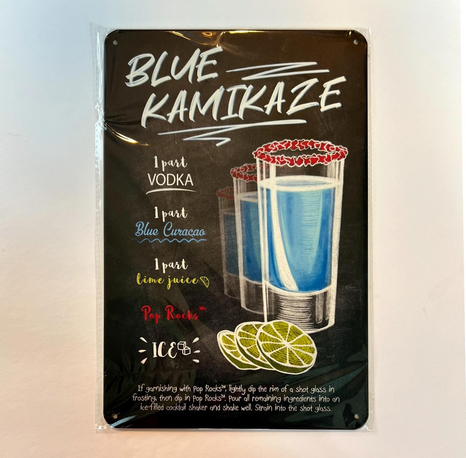 Mixed Drinks Blue Kamikaze 8 x 12 Novelty Metal Sign New!