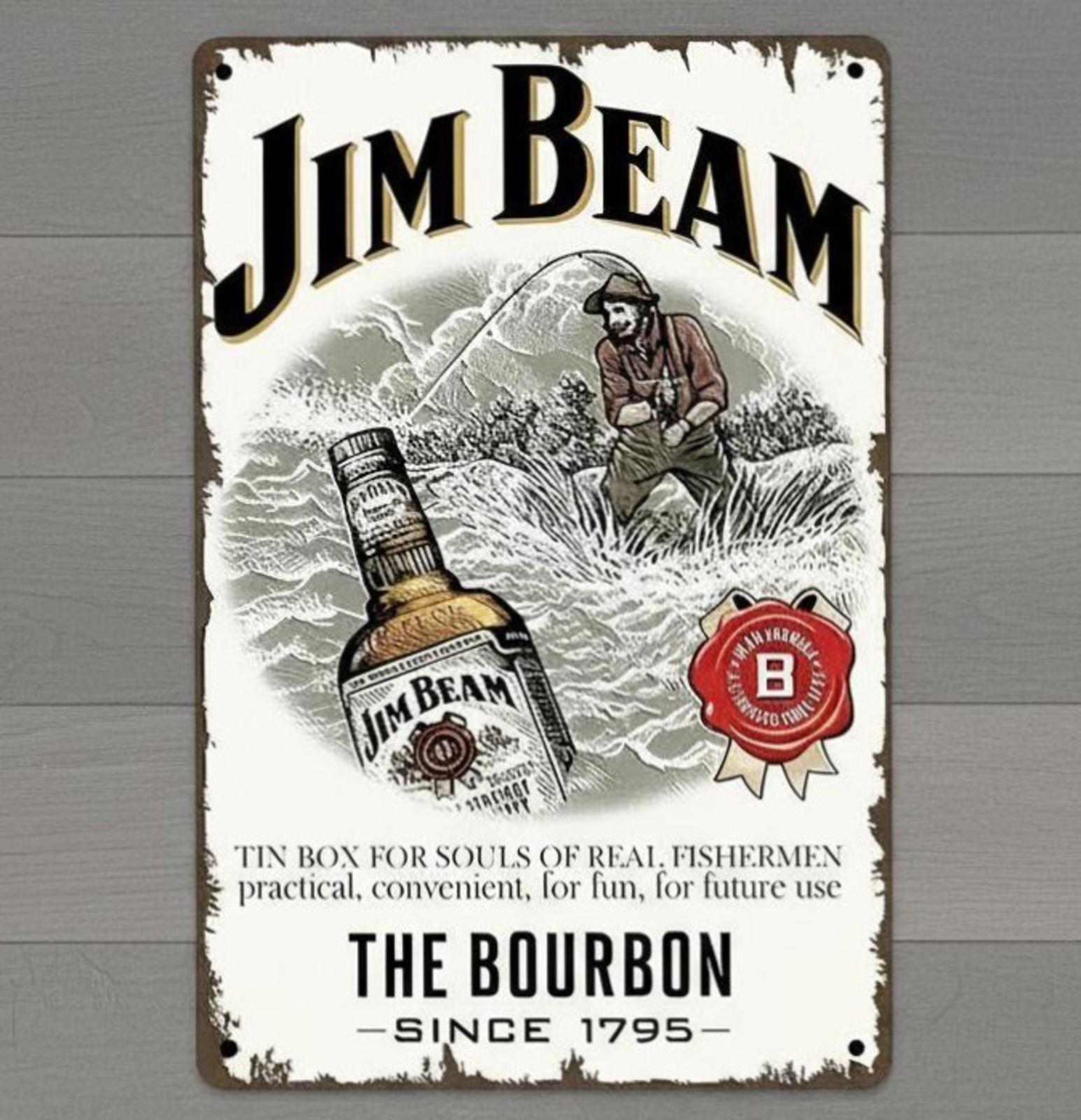 Jim Beam Bourbon 8 x 12 Novelty Metal Sign Shrink-Wrapped New!