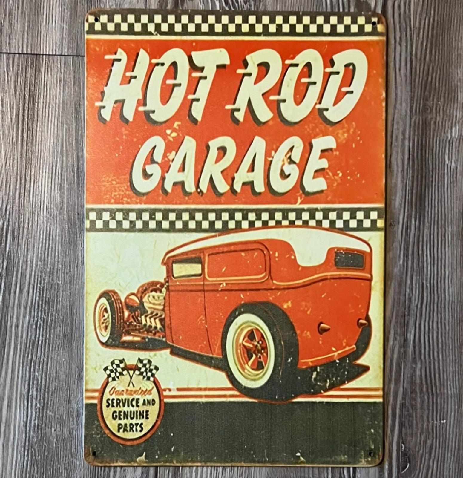 Hot Rod Garage 8 x 12 Vintage Novelty Metal Sign Made In USA New!