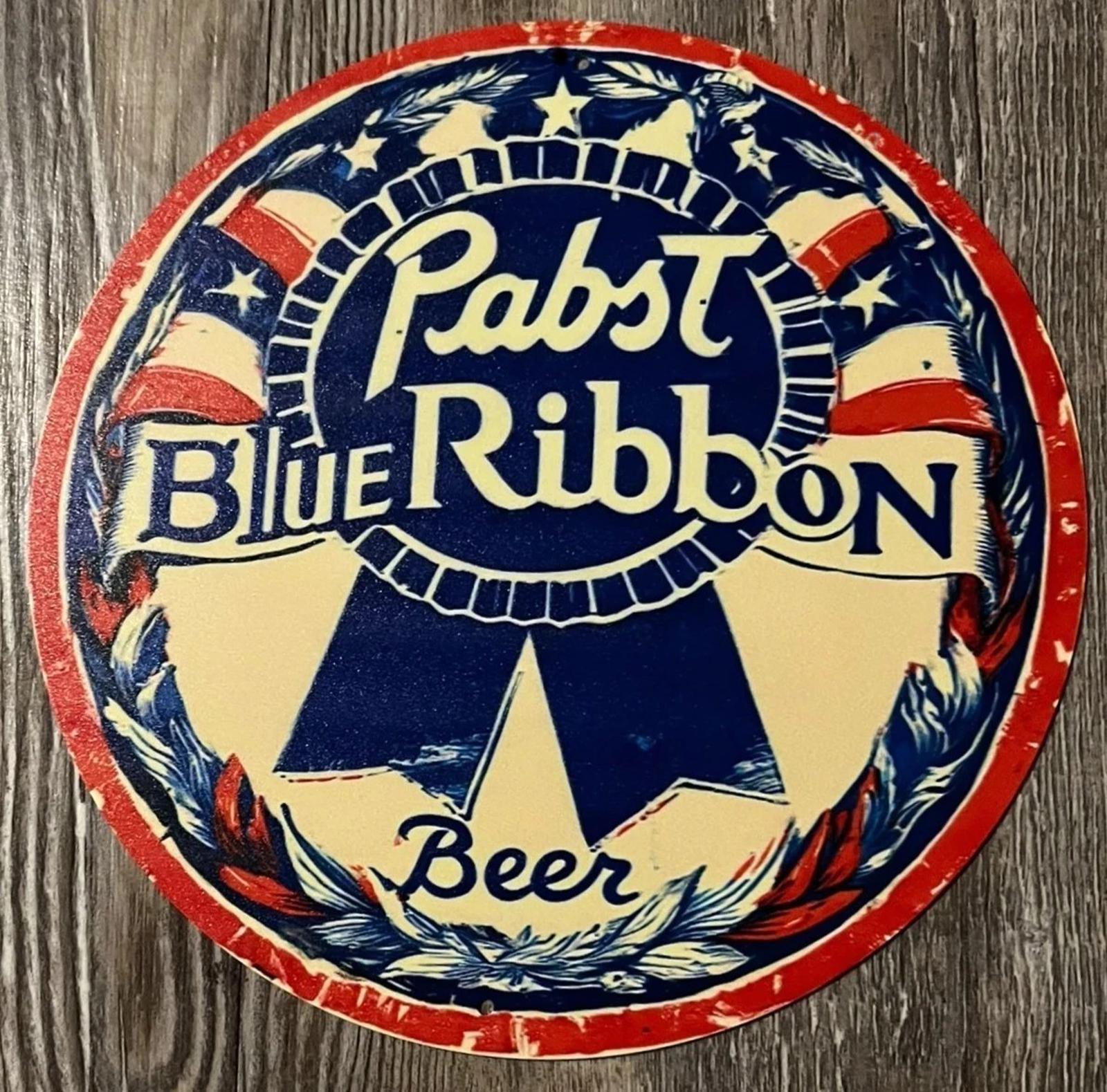 Pabst Blue Ribbon Beer 8" Diameter Novelty Metal Sign Made In USA New!
