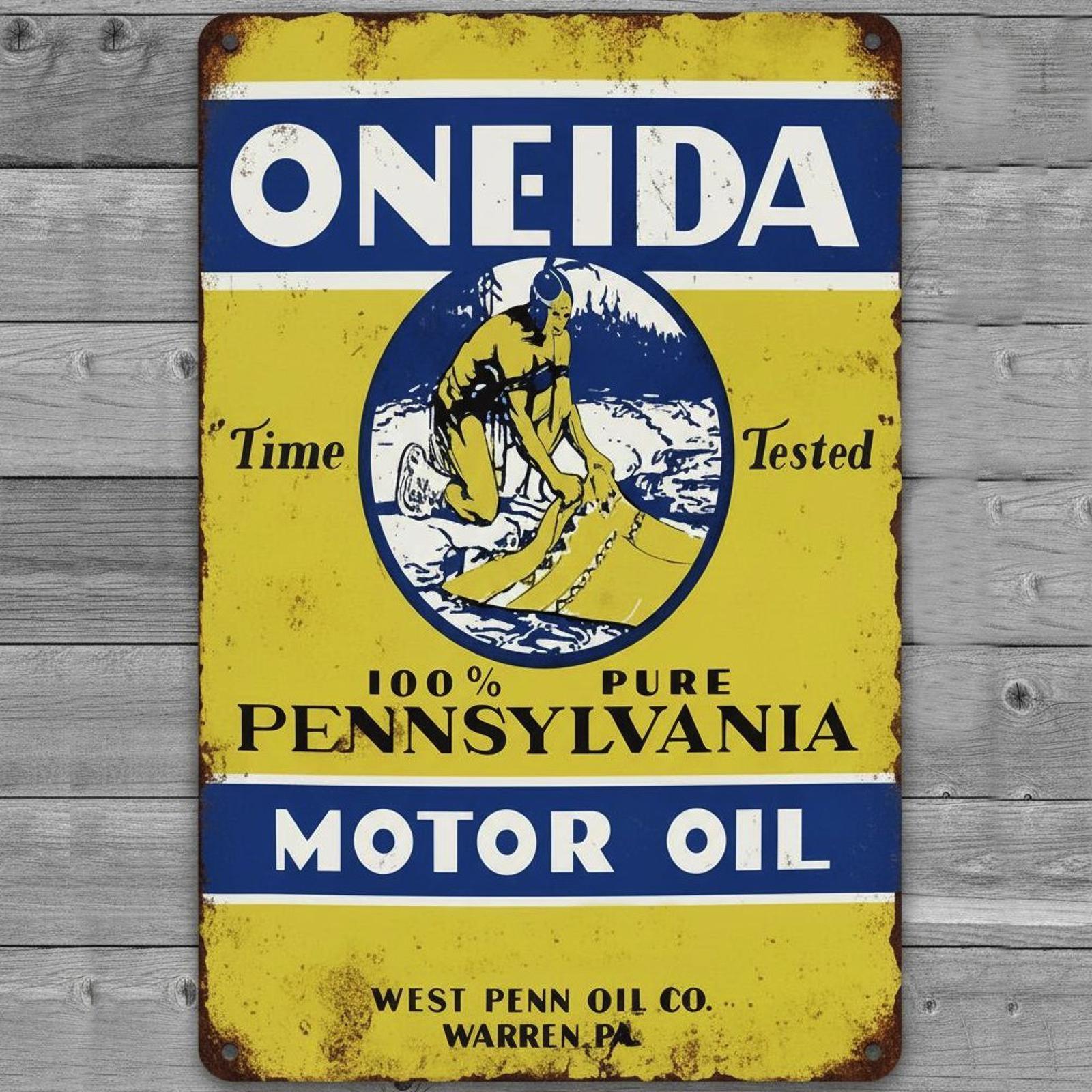 Oneida Pennsylvania Motor Oil 8 x 12 Vintage Novelty Metal Sign Made In USA NEW!