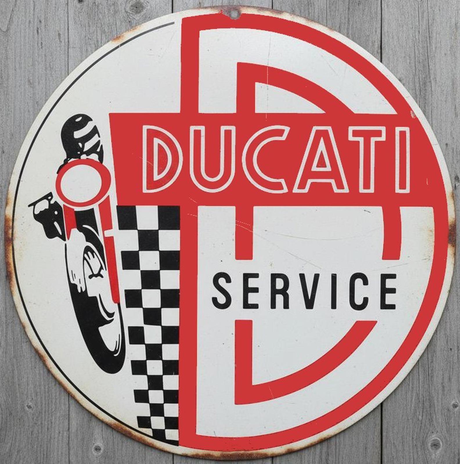 Ducati Motorcycle Service 8" Diameter Vintage Novelty Metal Sign Made In USA