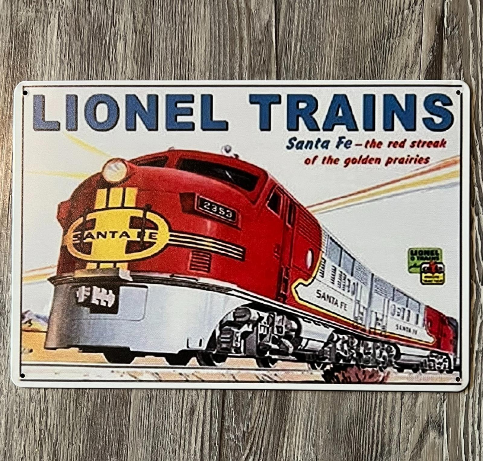 Lionel Trains Santa Fe 8 x 12 Novelty Metal Sign New!