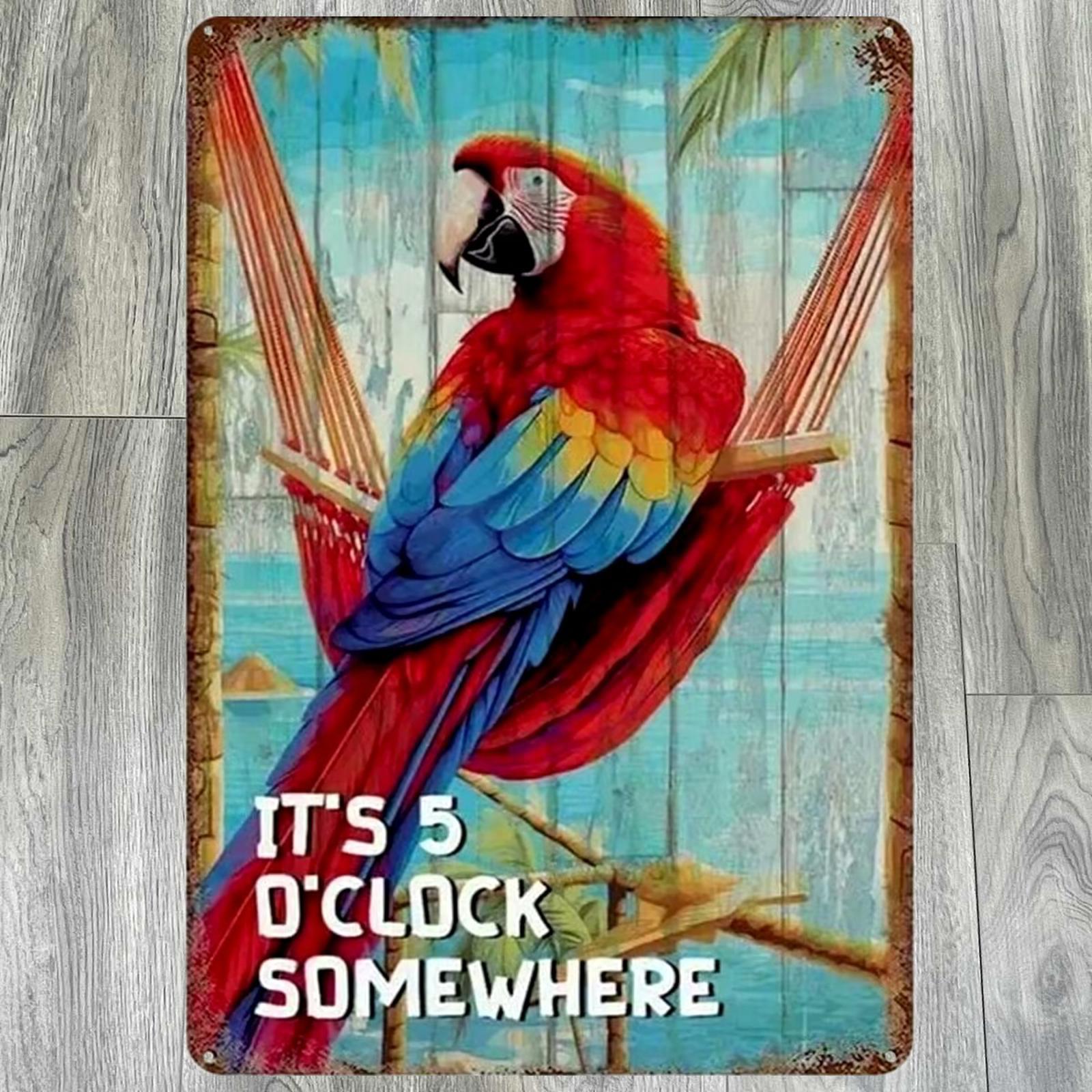 It's 5 O'Clock Somewhere 8 x 12 Novelty Metal Sign Shrink-Wrapped New!