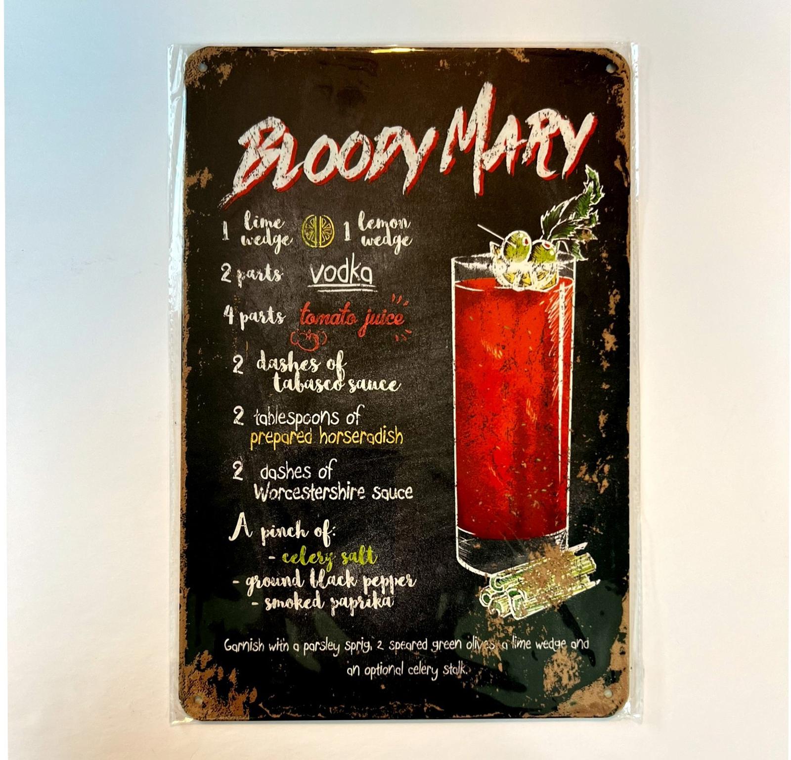 Mixed Drinks Bloody Mary 8 x 12 Novelty Metal Sign New!