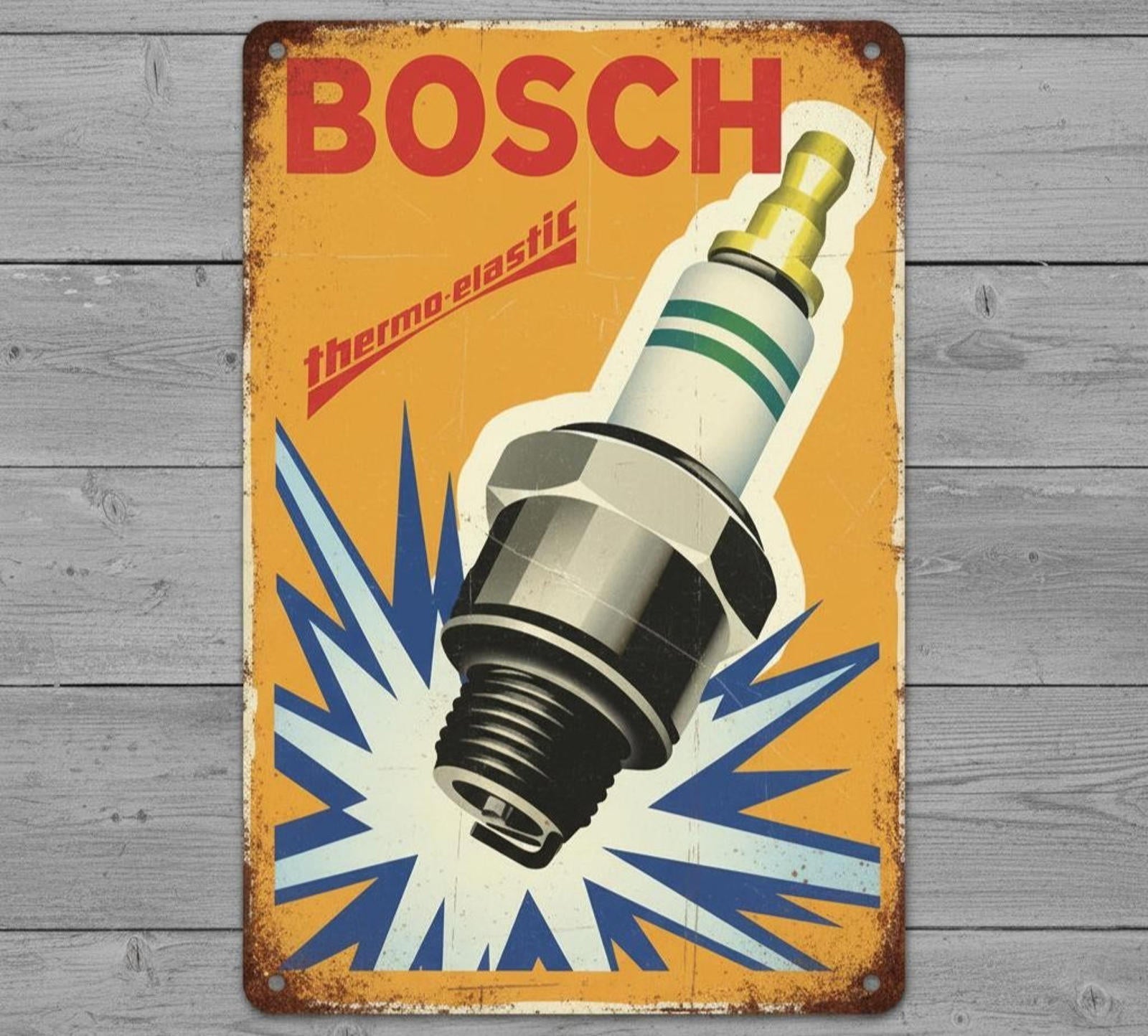 Bosch Spark Plugs 8 x 12 Vintage Novelty Metal Sign Made In USA New!