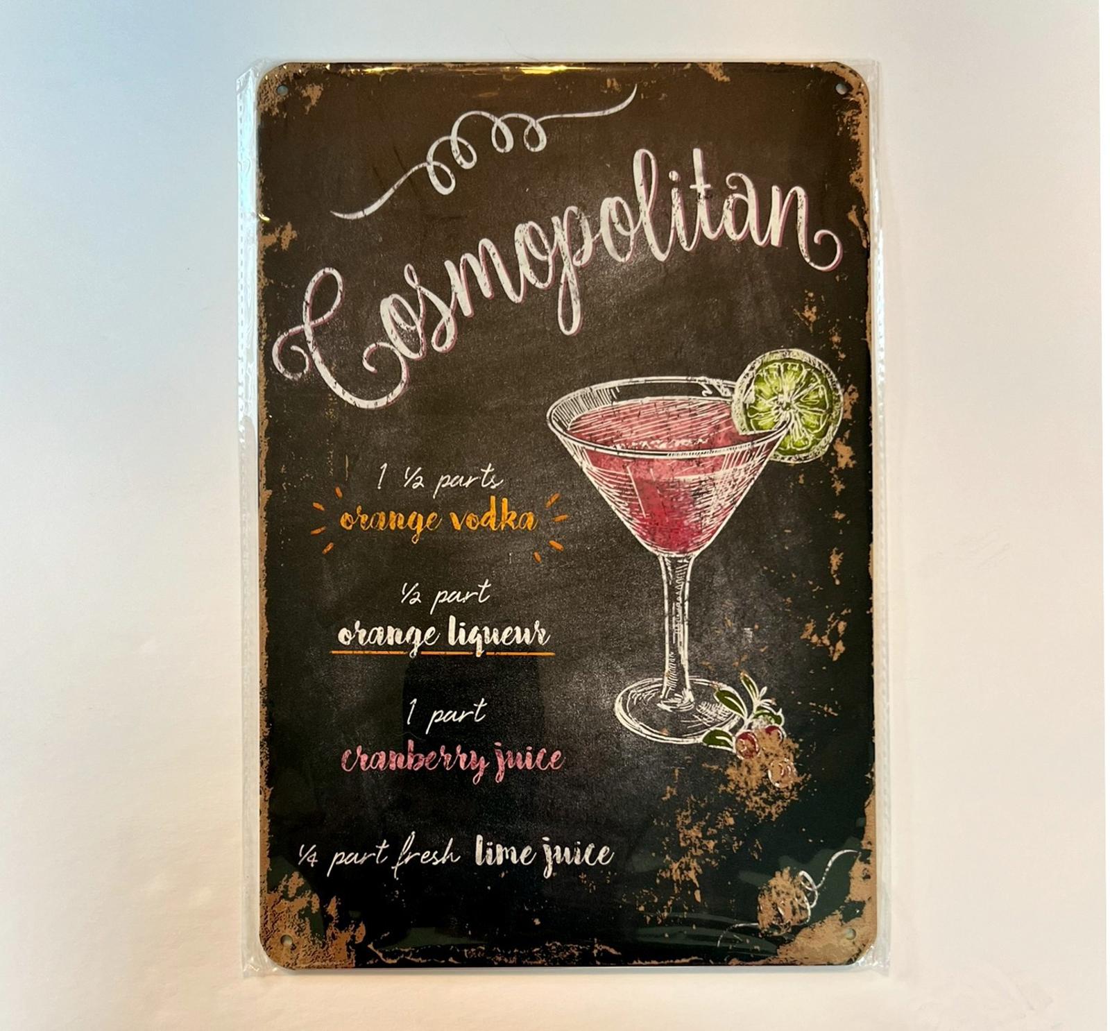 Mixed Drinks Cosmopolitan 8 x 12 Novelty Metal Sign New!