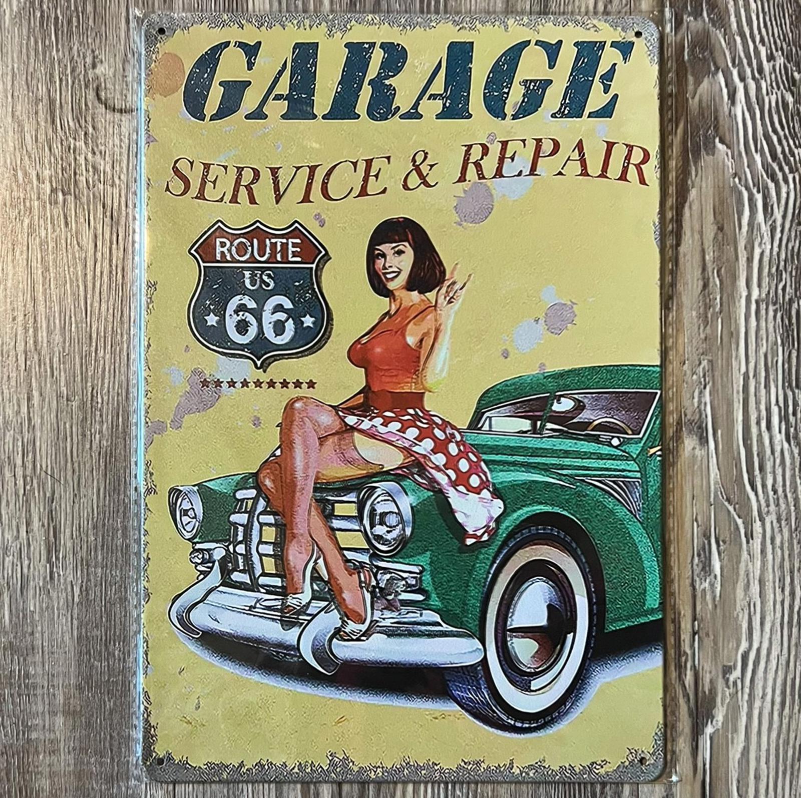 Route 66 Garage Service & Repair 8 x 12 Vintage Novelty Metal Sign New!