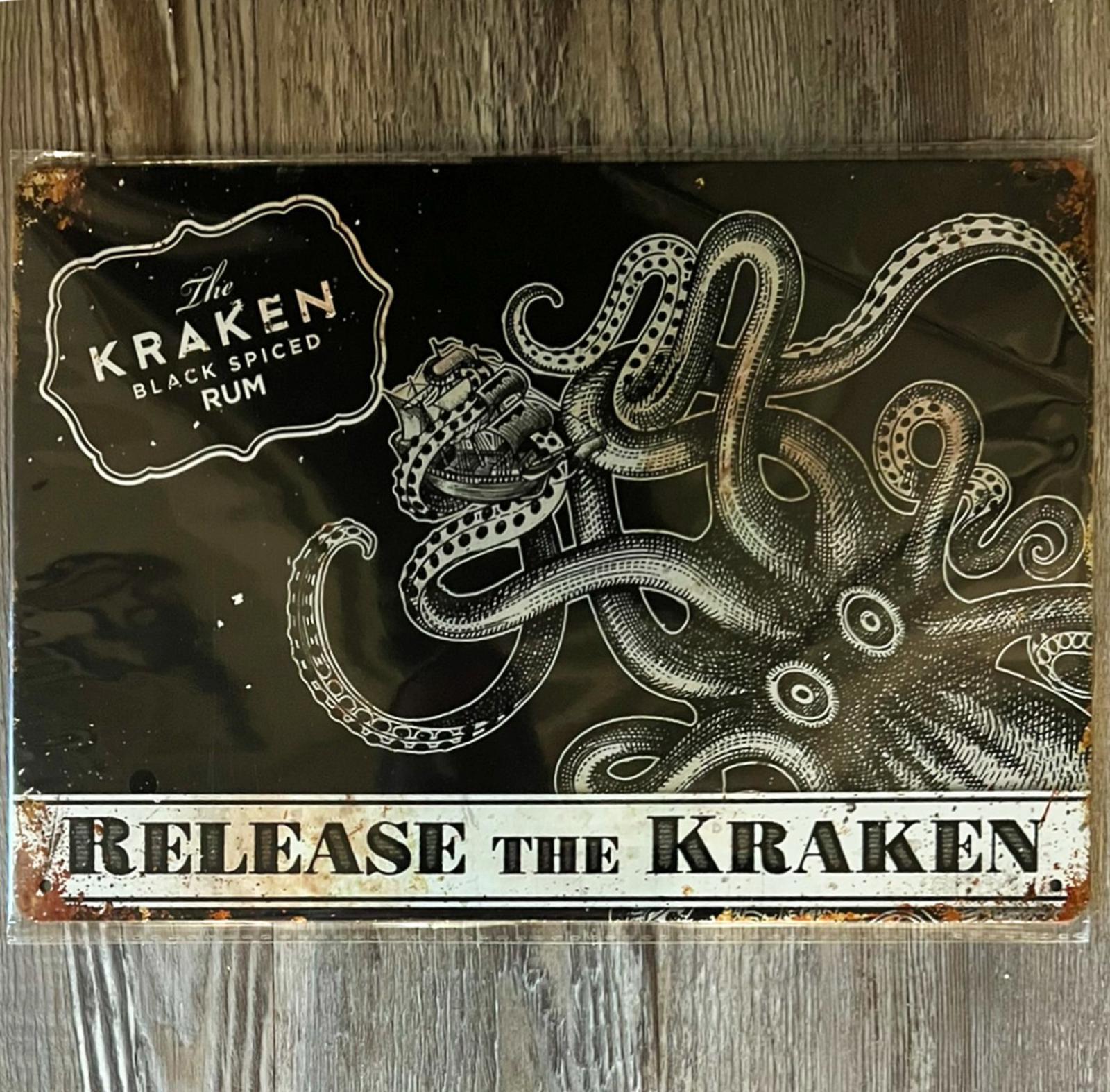 The Kraken Black Spiced Rum 8 x 12 Novelty Metal Sign New!
