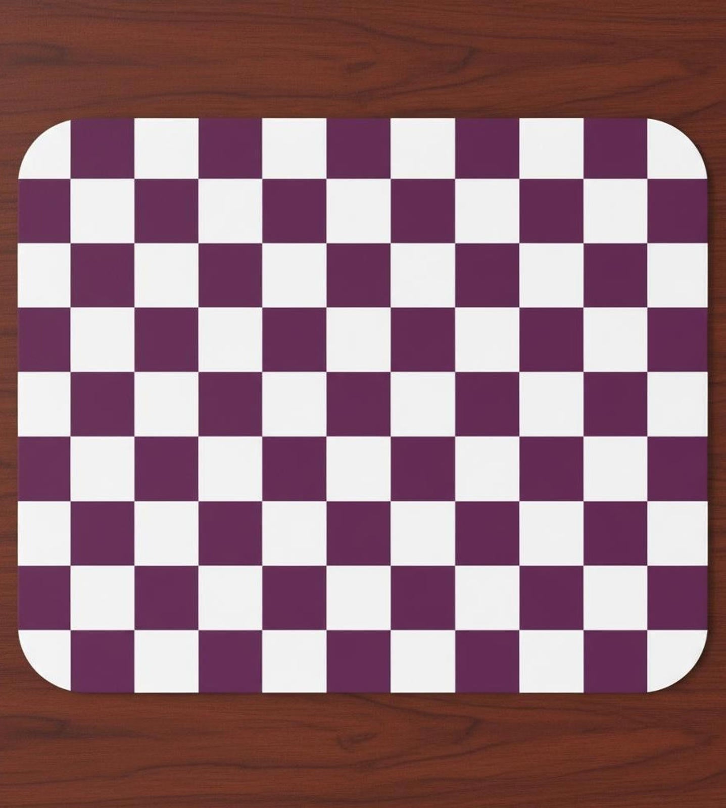 Purple Checkerboard 9.5 x 8 Mouse Pad With Anti-Slip Rubber Backing Made In USA
