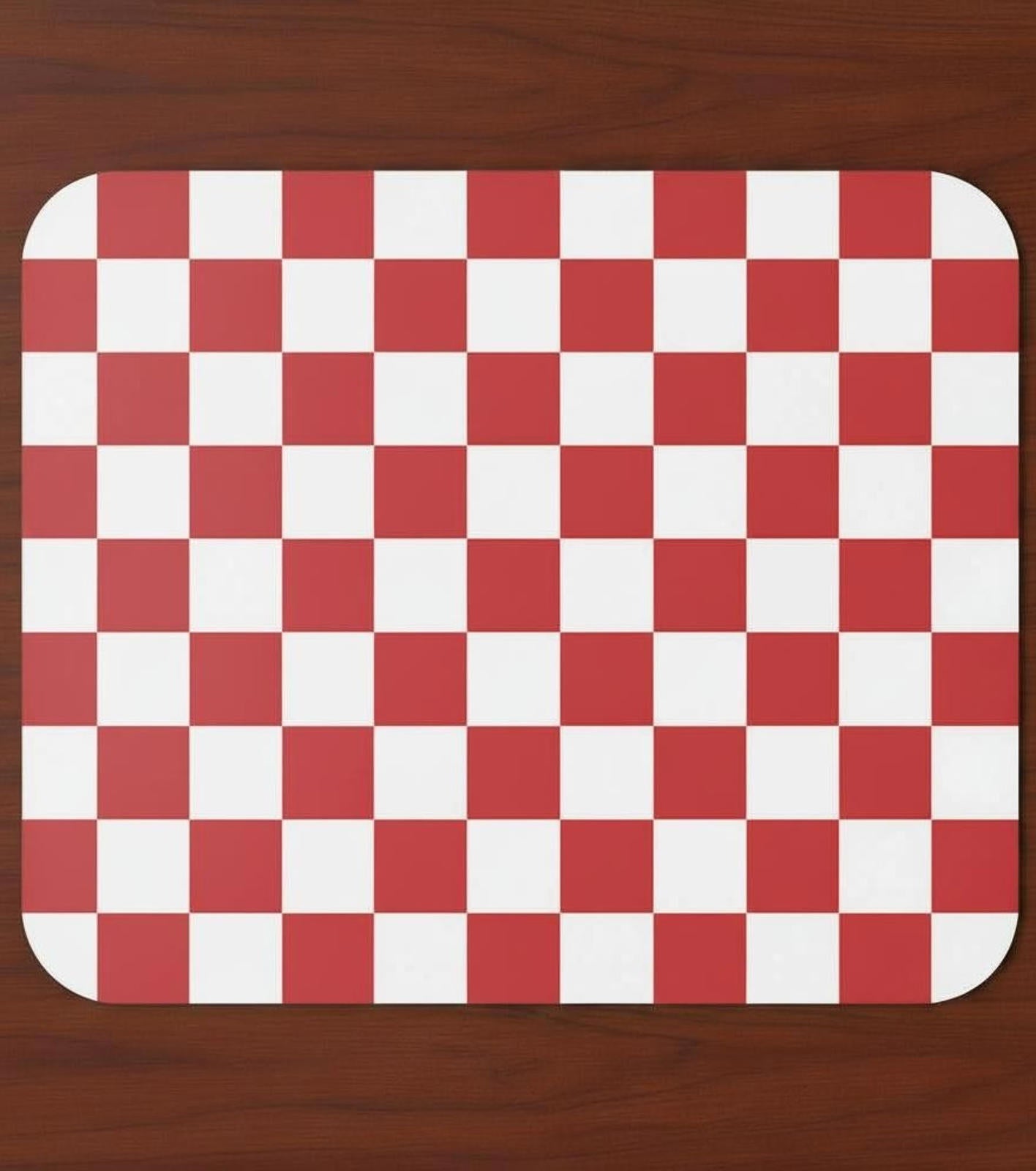 Red Checkerboard 9.5 x 8 Mouse Pad With Anti-Slip Rubber Backing Made In USA
