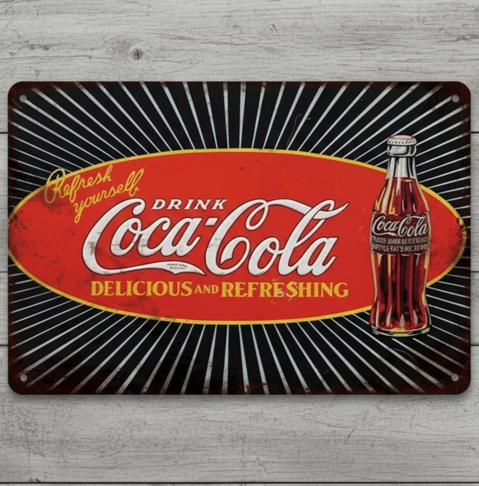 Coca-Cola Delicious & Refreshing 8 x 12 Novelty Metal Sign Made In USA New!
