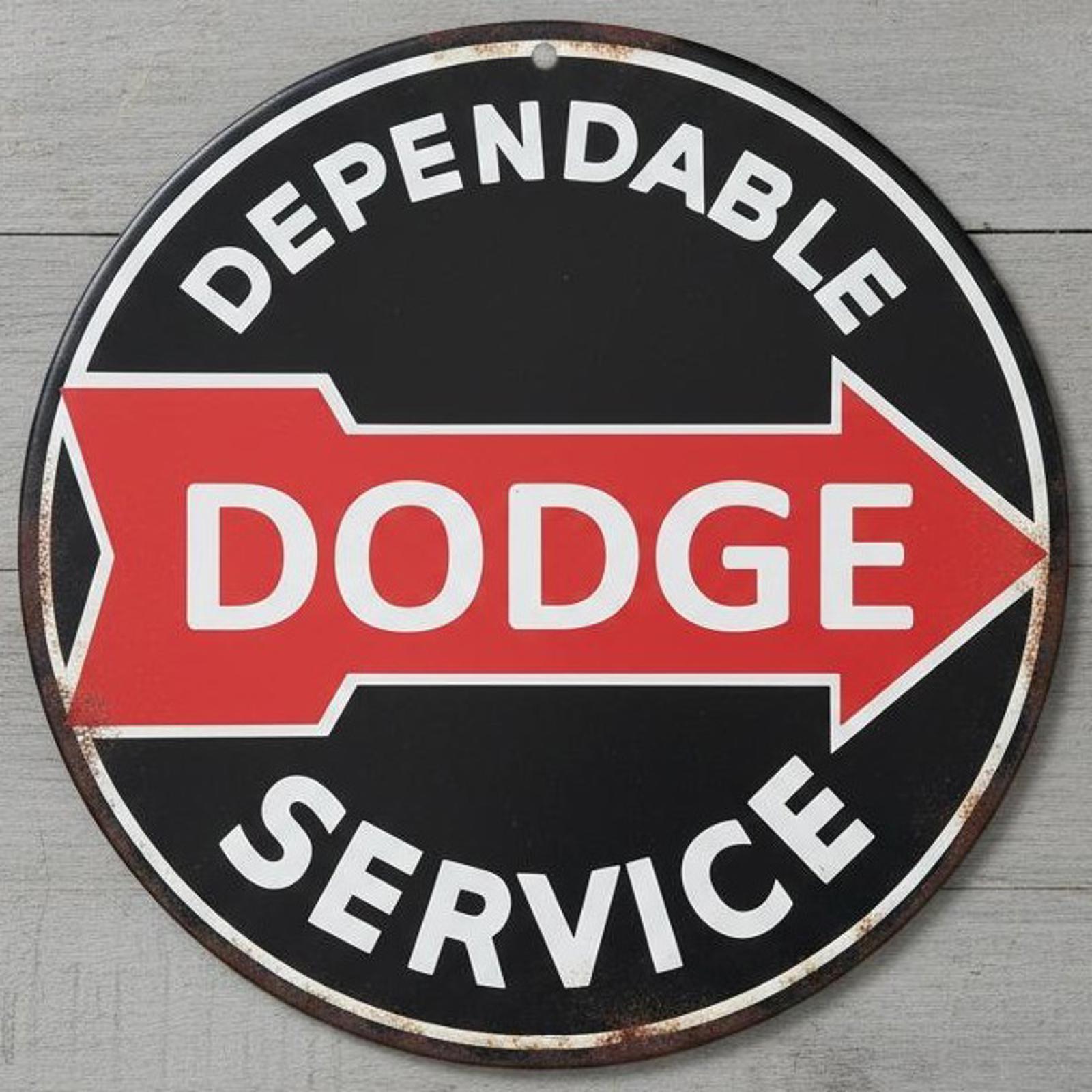 Dependable Dodge Service 12" Diameter Vintage Novelty Metal Sign Made In USA