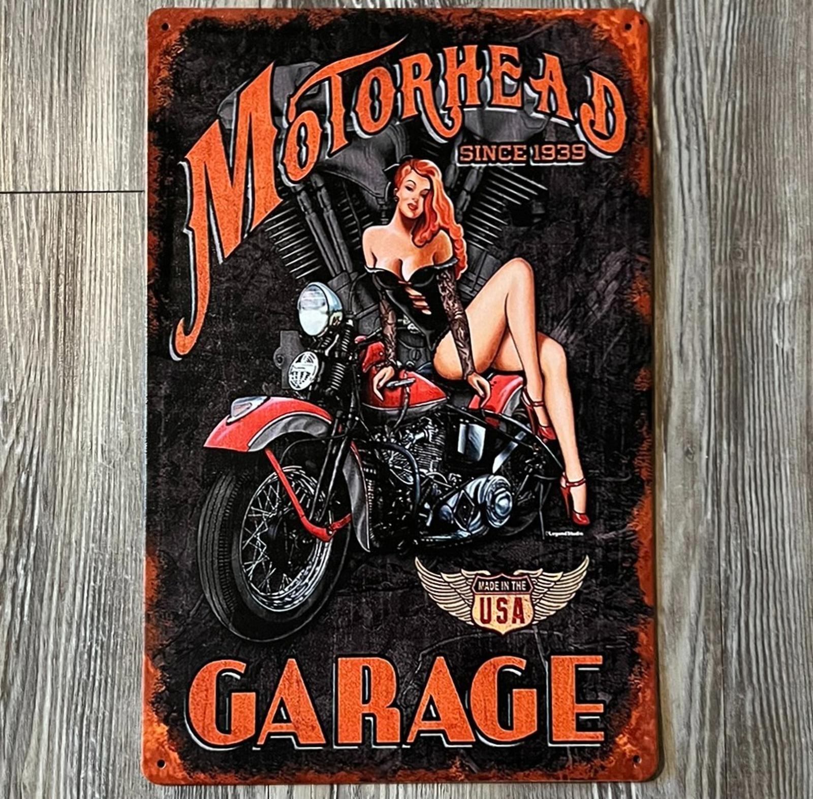 Motorhead Garage Since 1939 8 x 12 Vintage Novelty Metal Sign New!